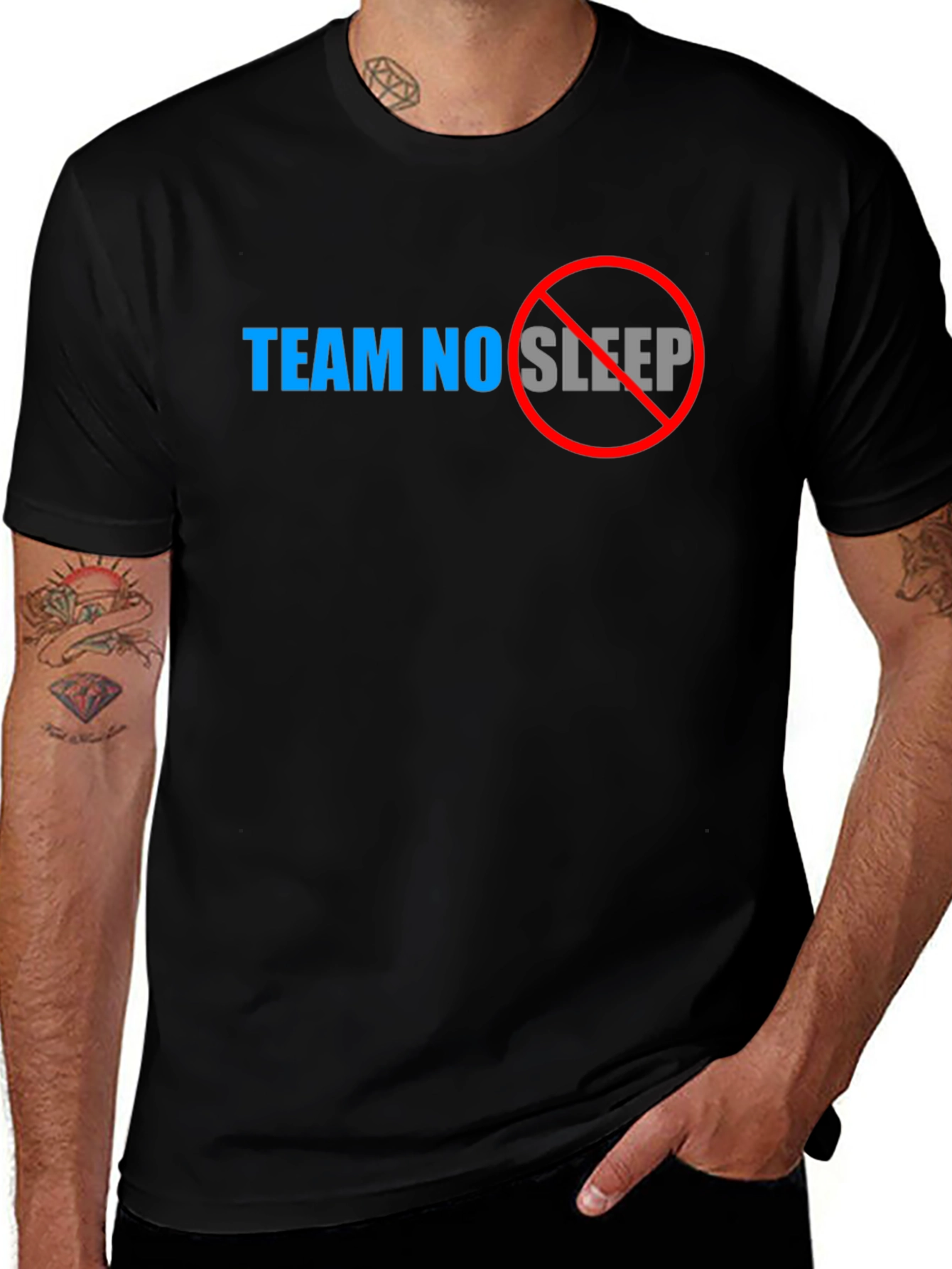 Variant 27 of Team No Sleep Graphic Tee - Black Cotton Shirt