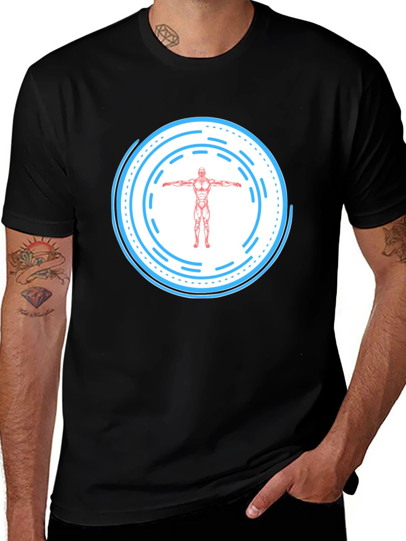 Variant 20 of Men's Black Graphic Tee - Human Anatomy Design