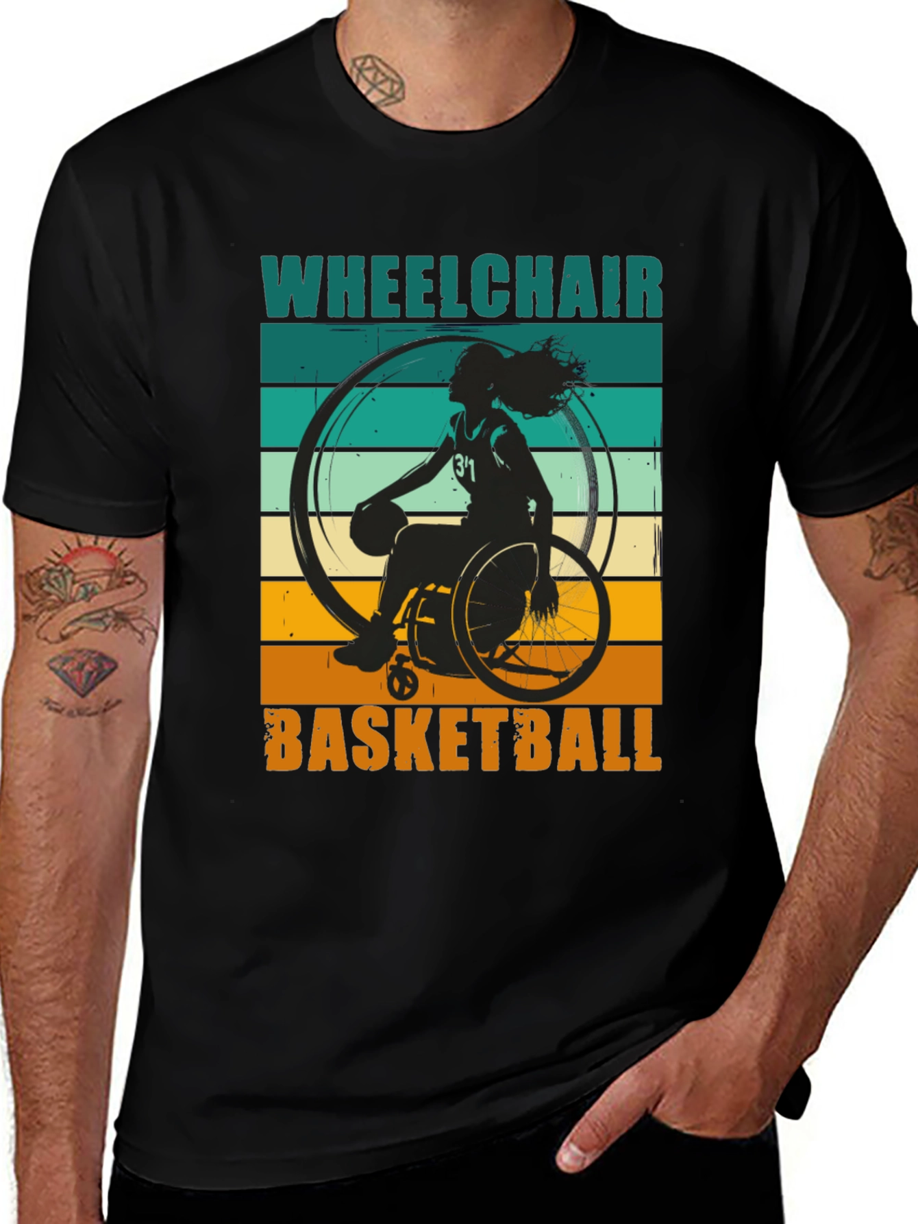 Variant 29 of Wheelchair Basketball Graphic T-Shirt