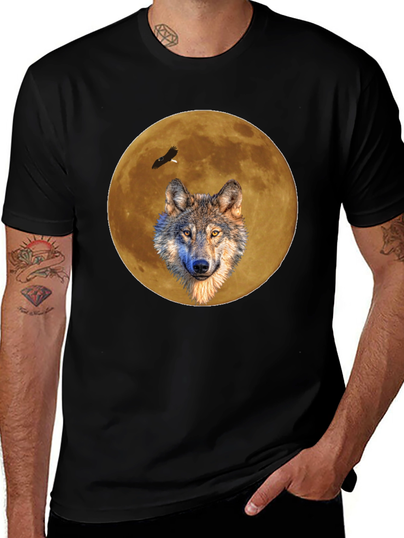 Variant 17 of Wolf Moon Graphic Tee - Black Casual T-Shirt