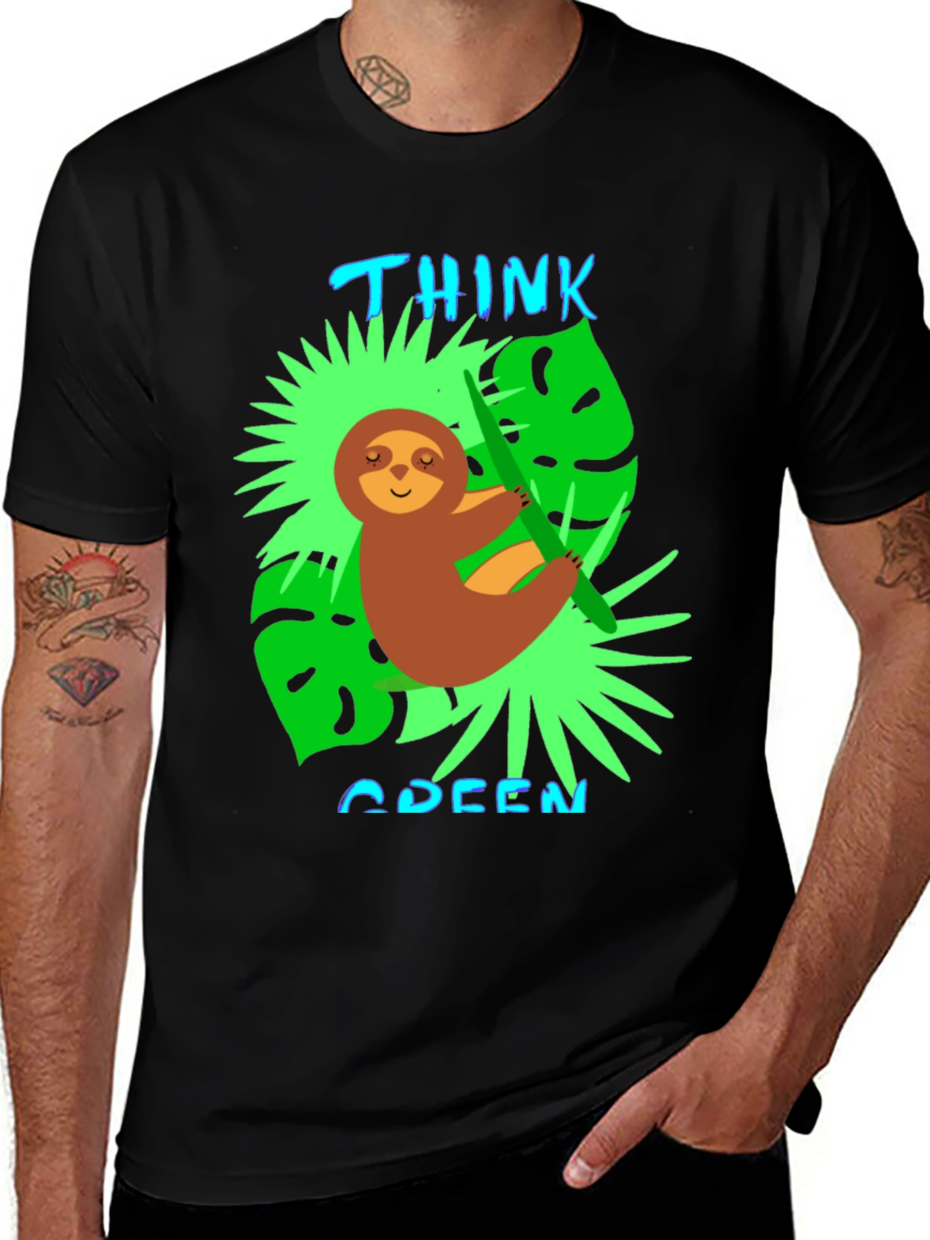 Variant 11 of Think Green Sloth Graphic Tee