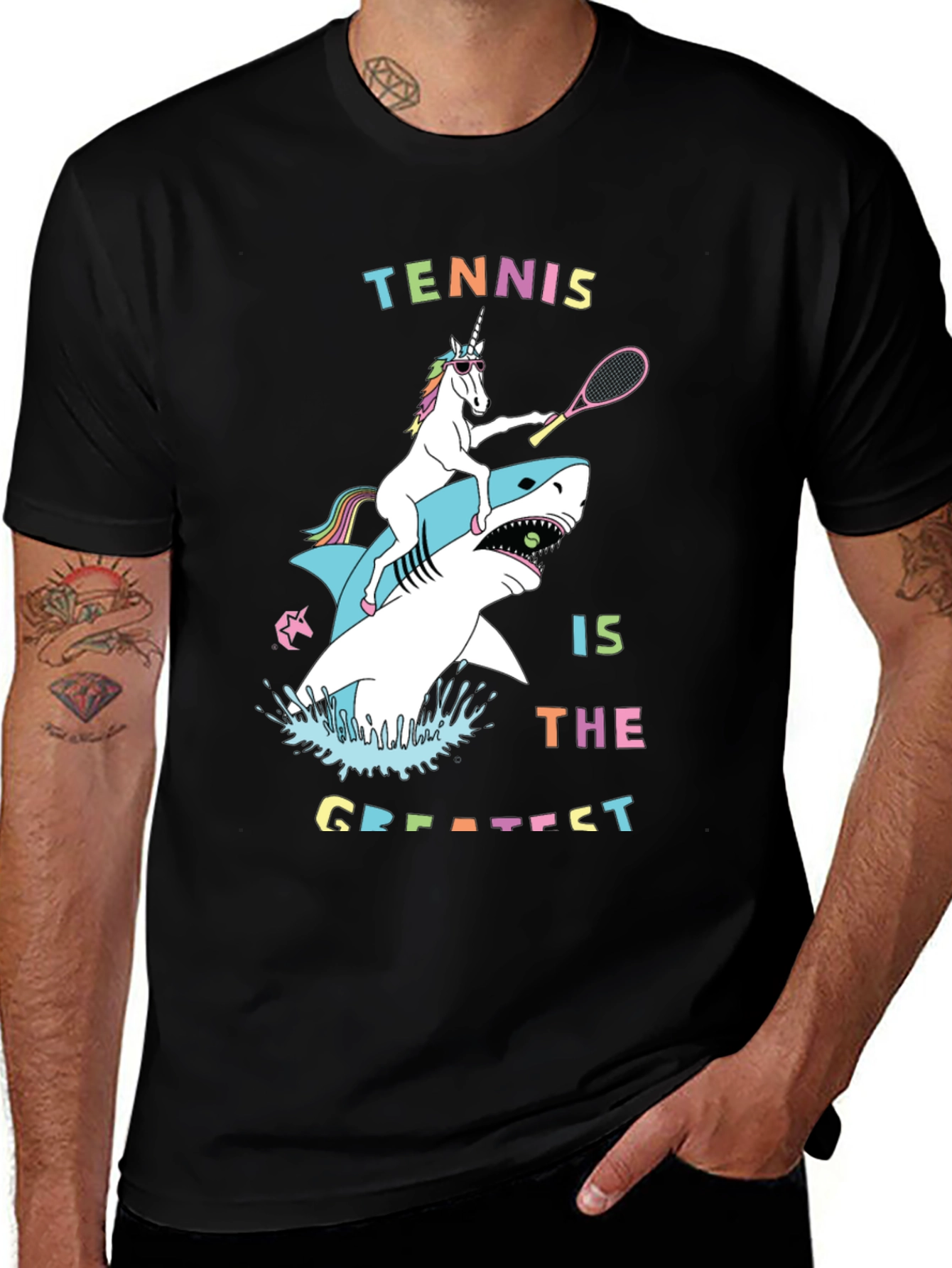 Variant 10 of Tennis Unicorn Shark T-Shirt - The Greatest Tee!