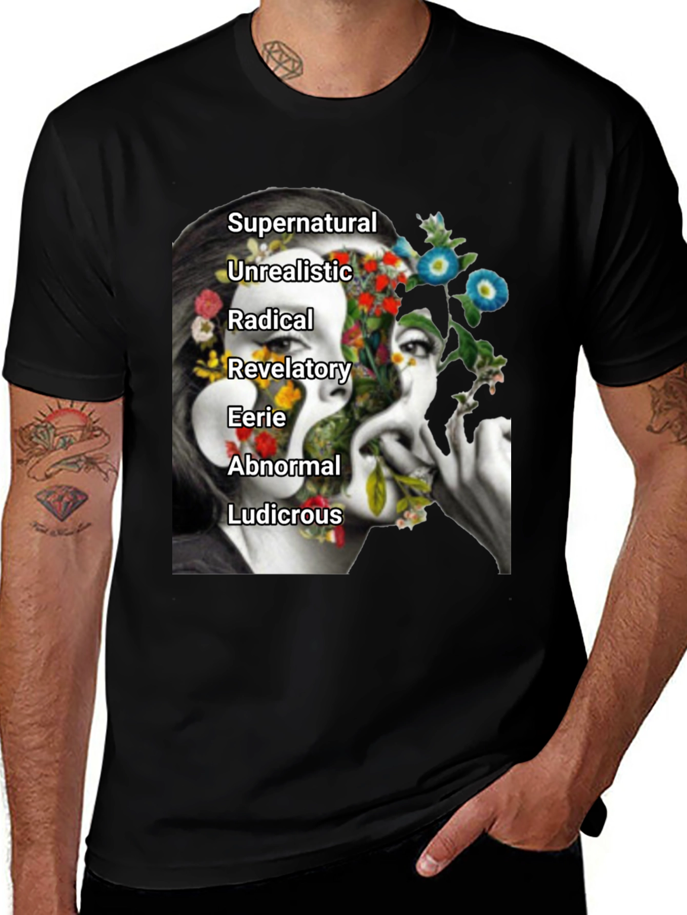 Variant 18 of Surreal Floral Woman's Face Graphic Tee