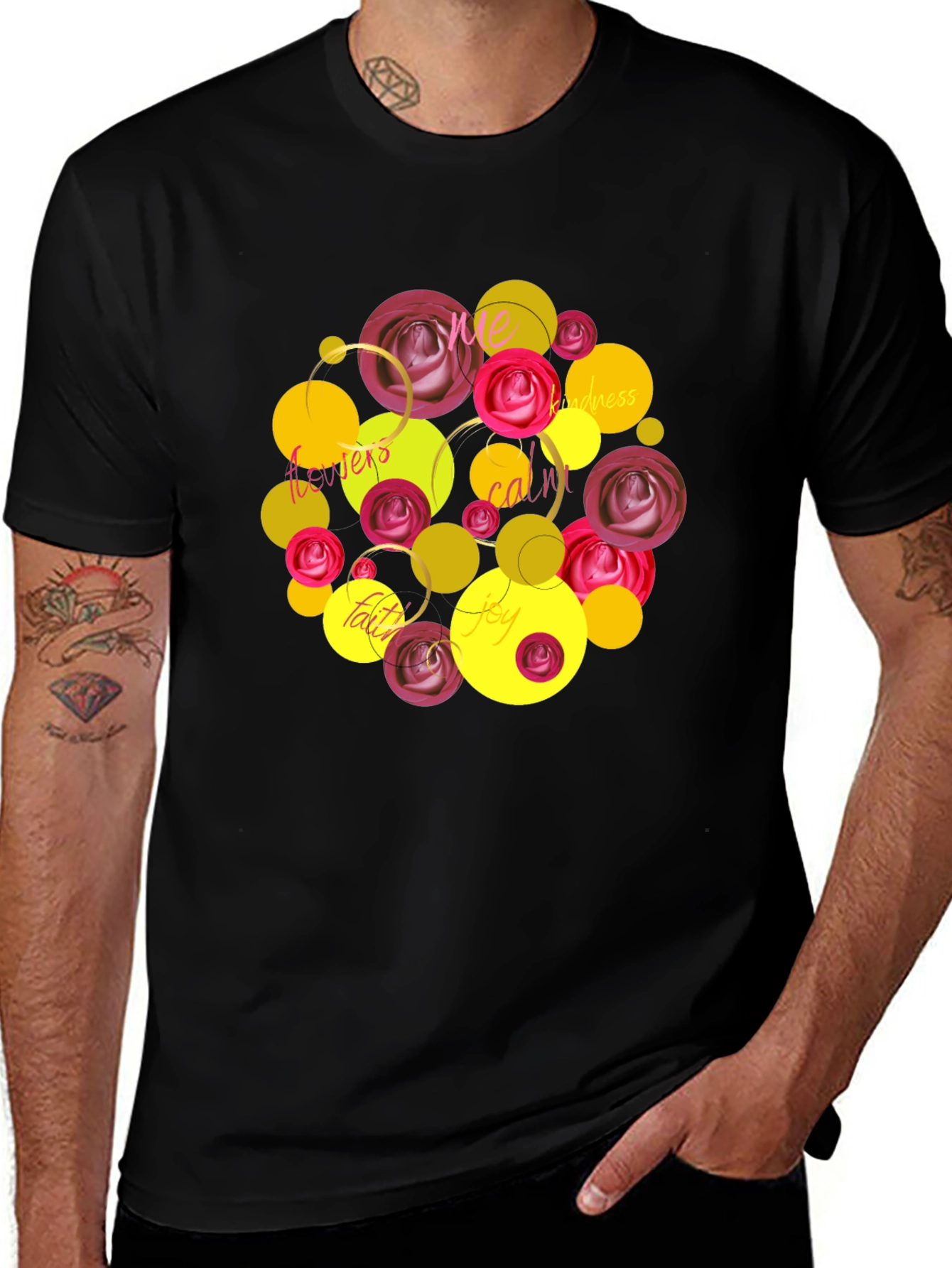 Variant 21 of Floral Word Art T-Shirt - Positive Vibes