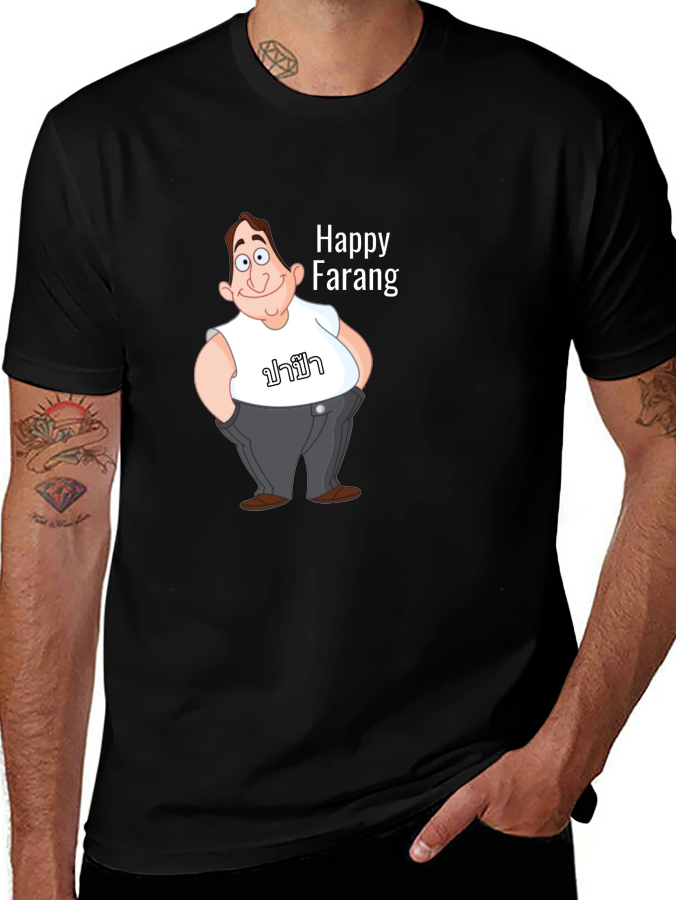 Variant 24 of Happy Farang Graphic T-Shirt - Black Cotton Blend