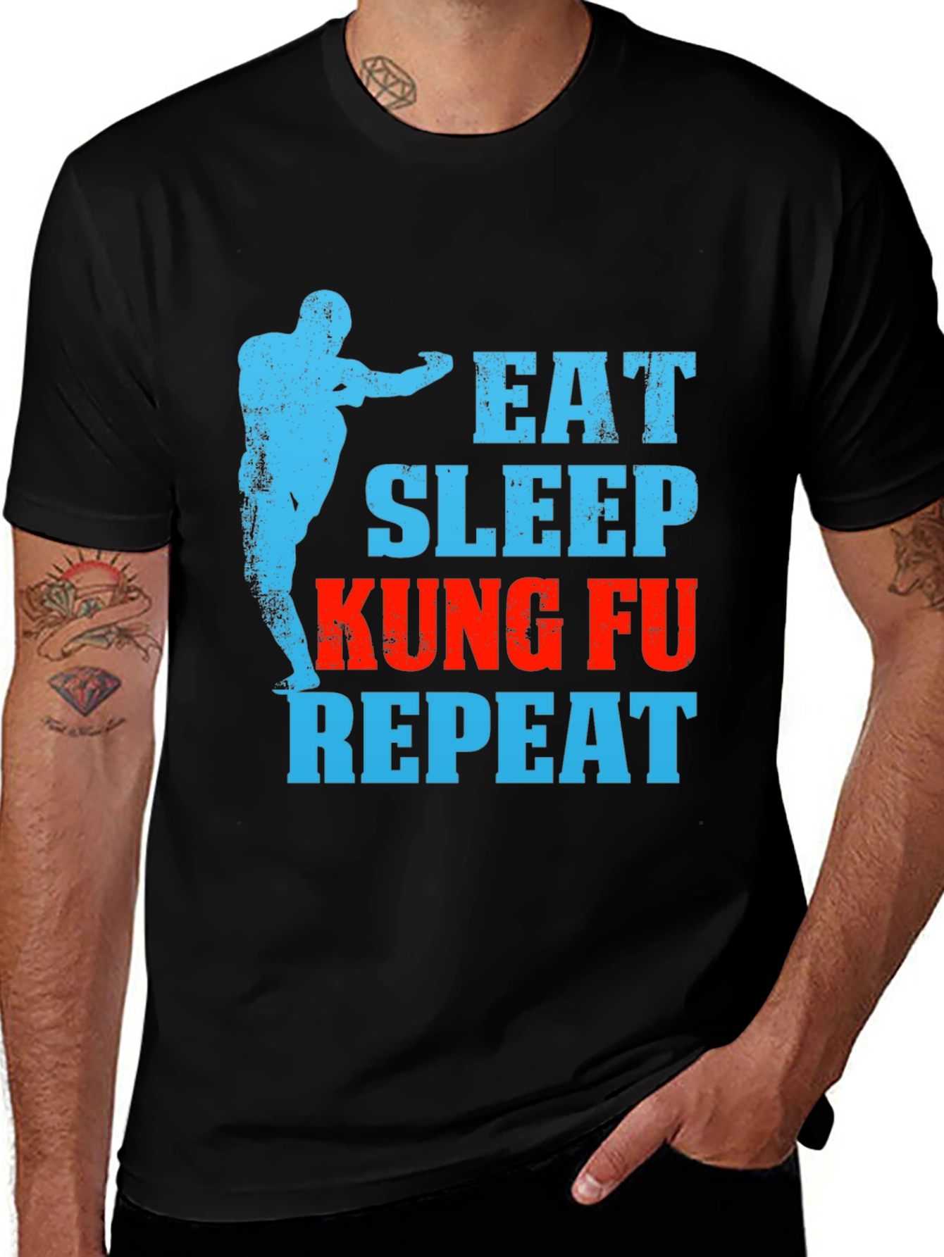 Variant 20 of Eat Sleep Kung Fu Repeat Graphic Tee