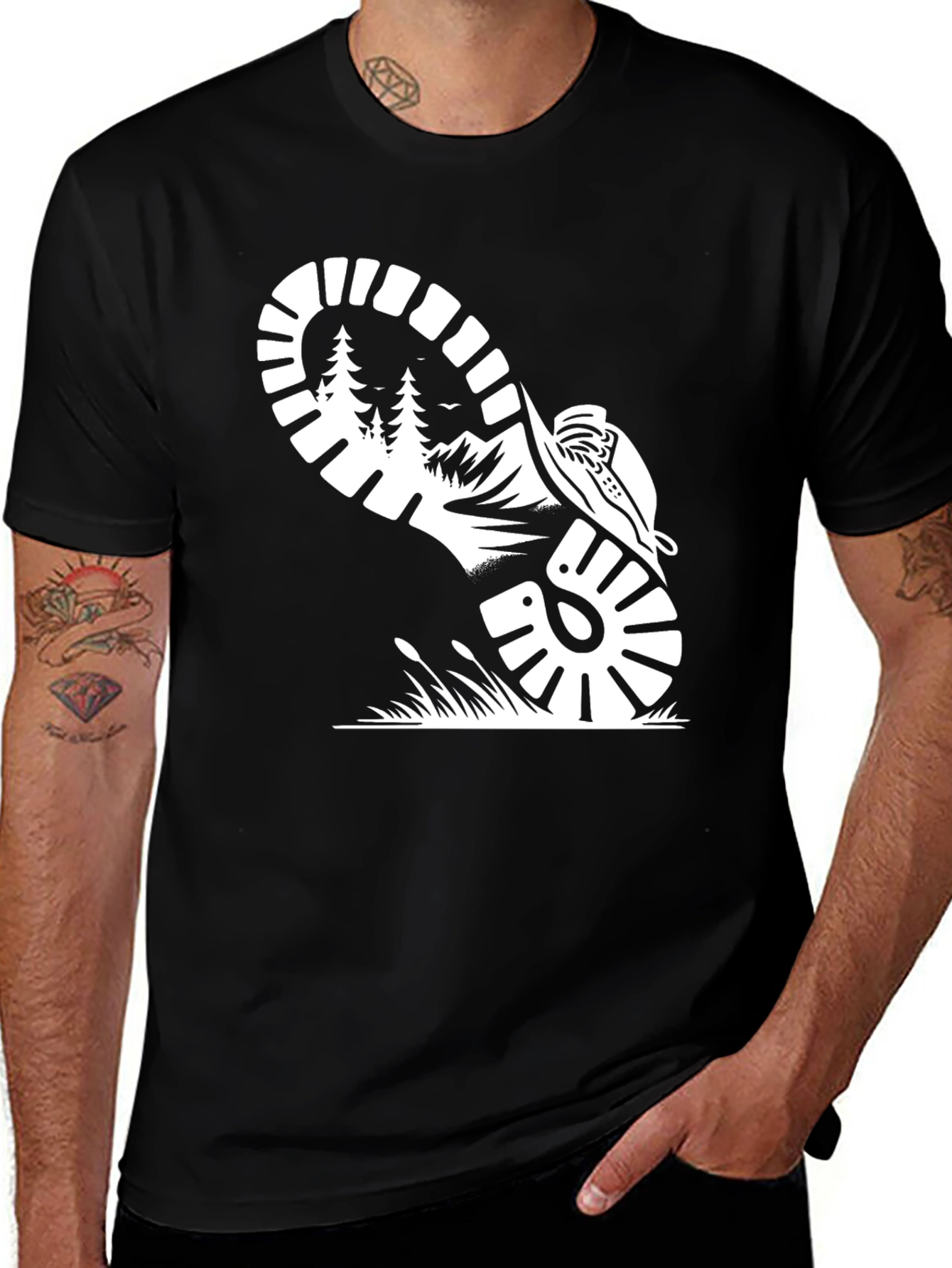 Variant 30 of Hiking Boot Print Tee - Outdoor Adventure Shirt