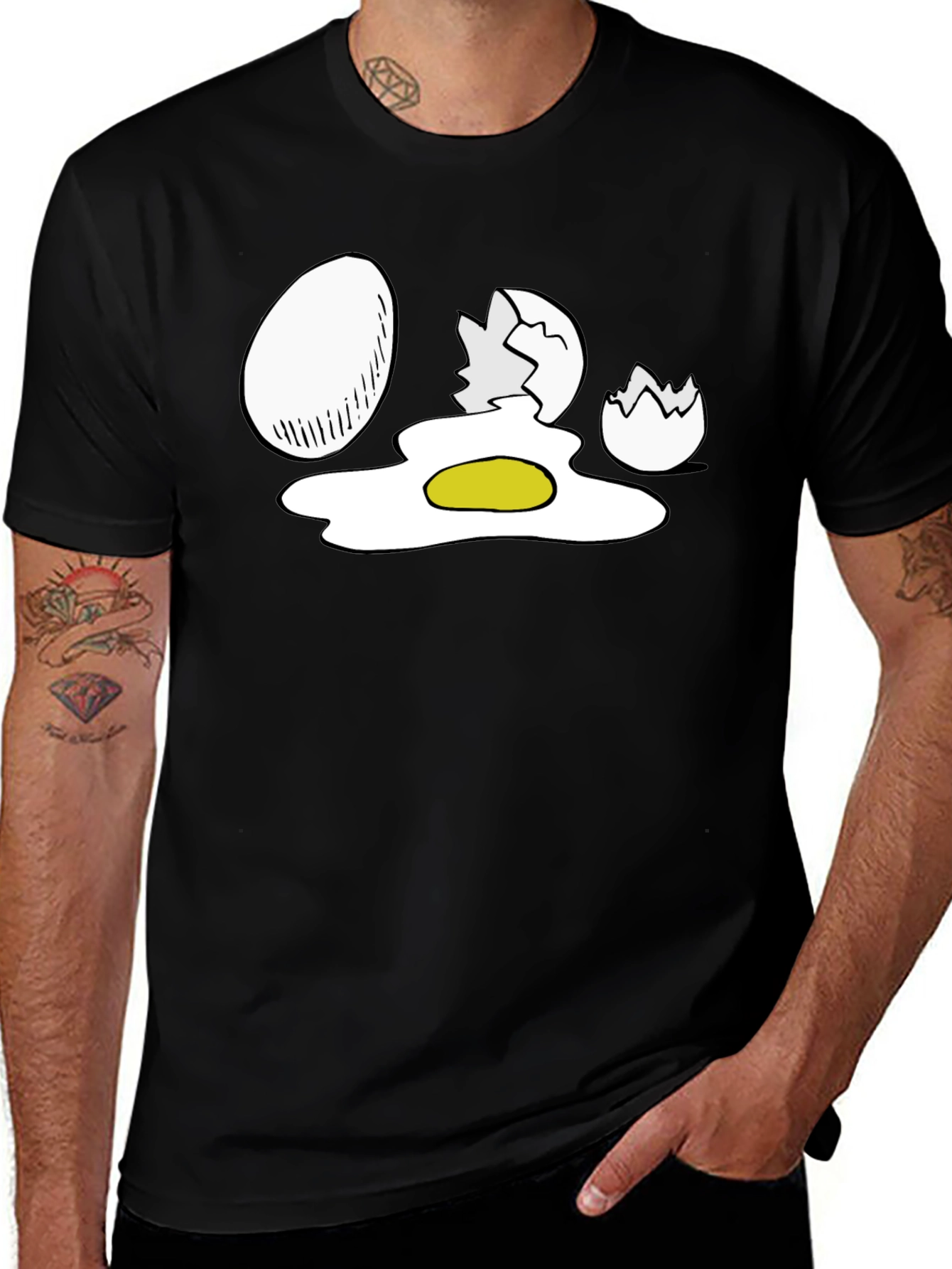 Variant 27 of Egg-cellent Black T-Shirt - Funny Egg Cartoon Design