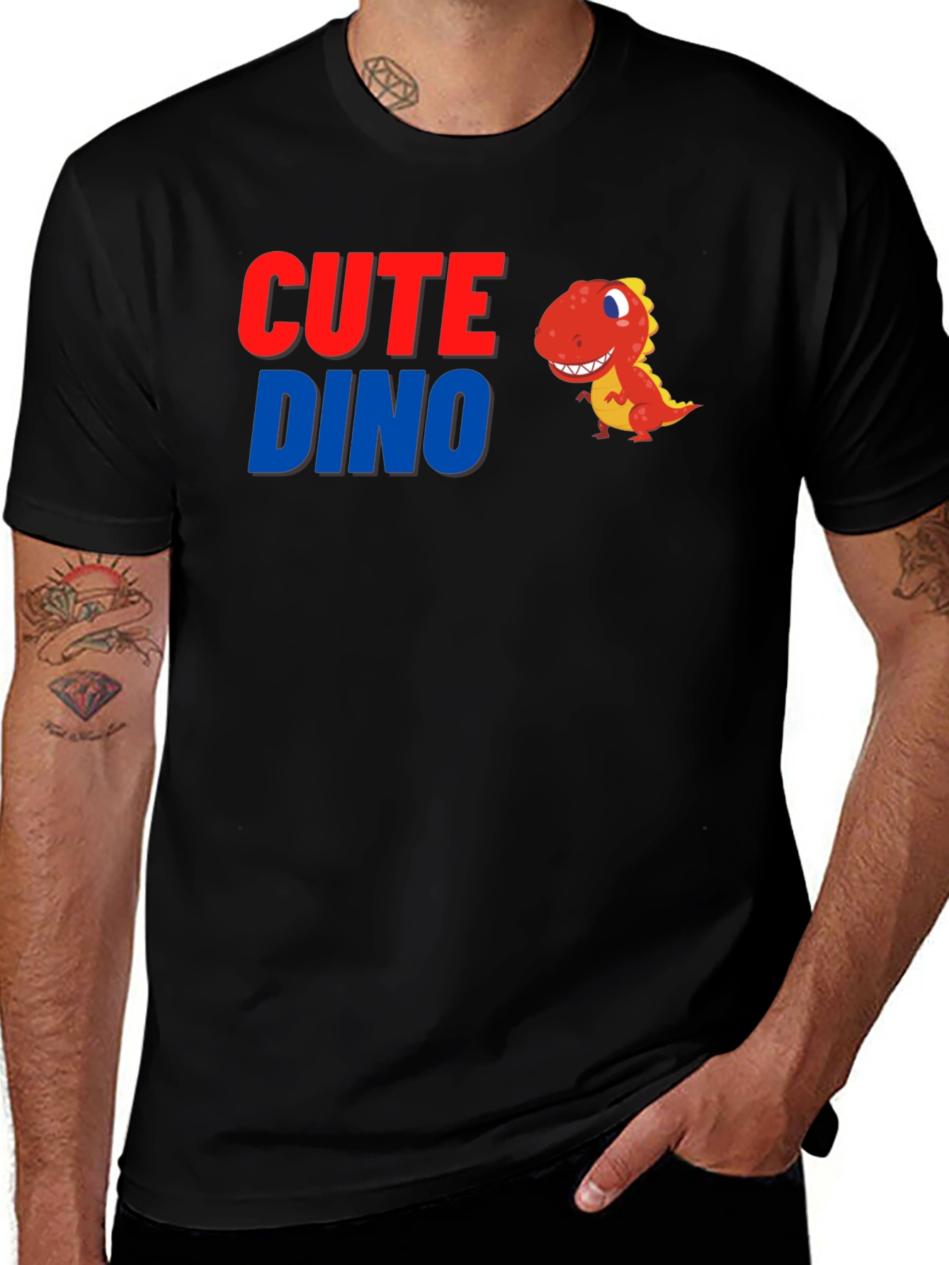 Variant 4 of Cute Dino Graphic Tee - Fun & Stylish Black T-Shirt