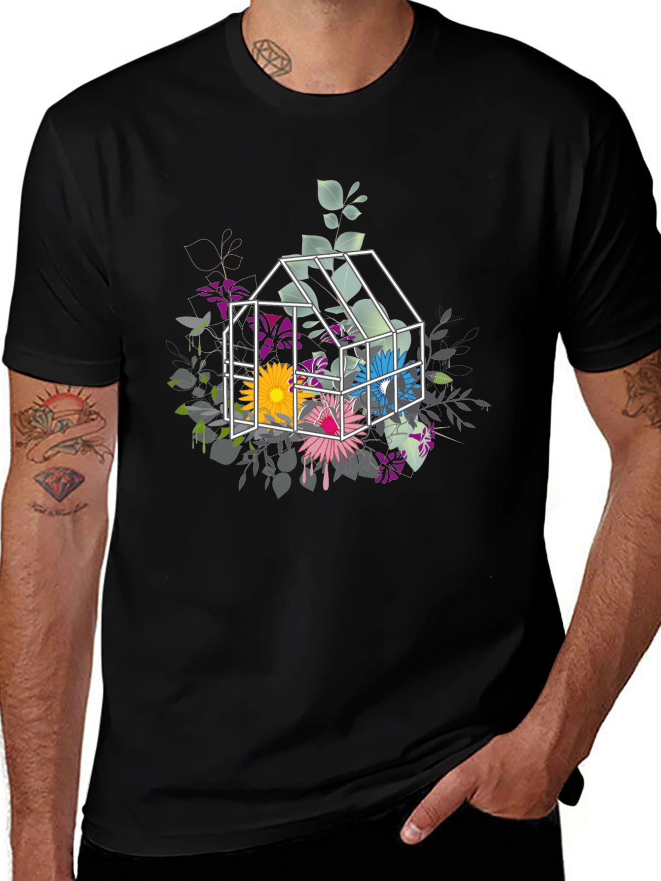 Variant 12 of Floral Greenhouse Graphic Tee - Unique Design
