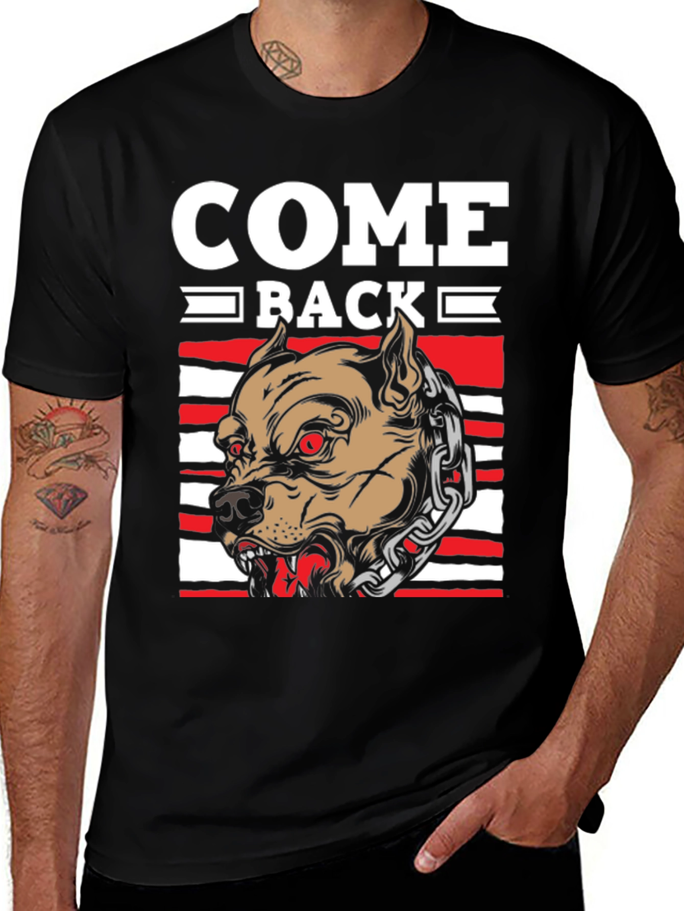 Variant 13 of Come Back Pitbull Graphic T-Shirt - Men's Black Tee