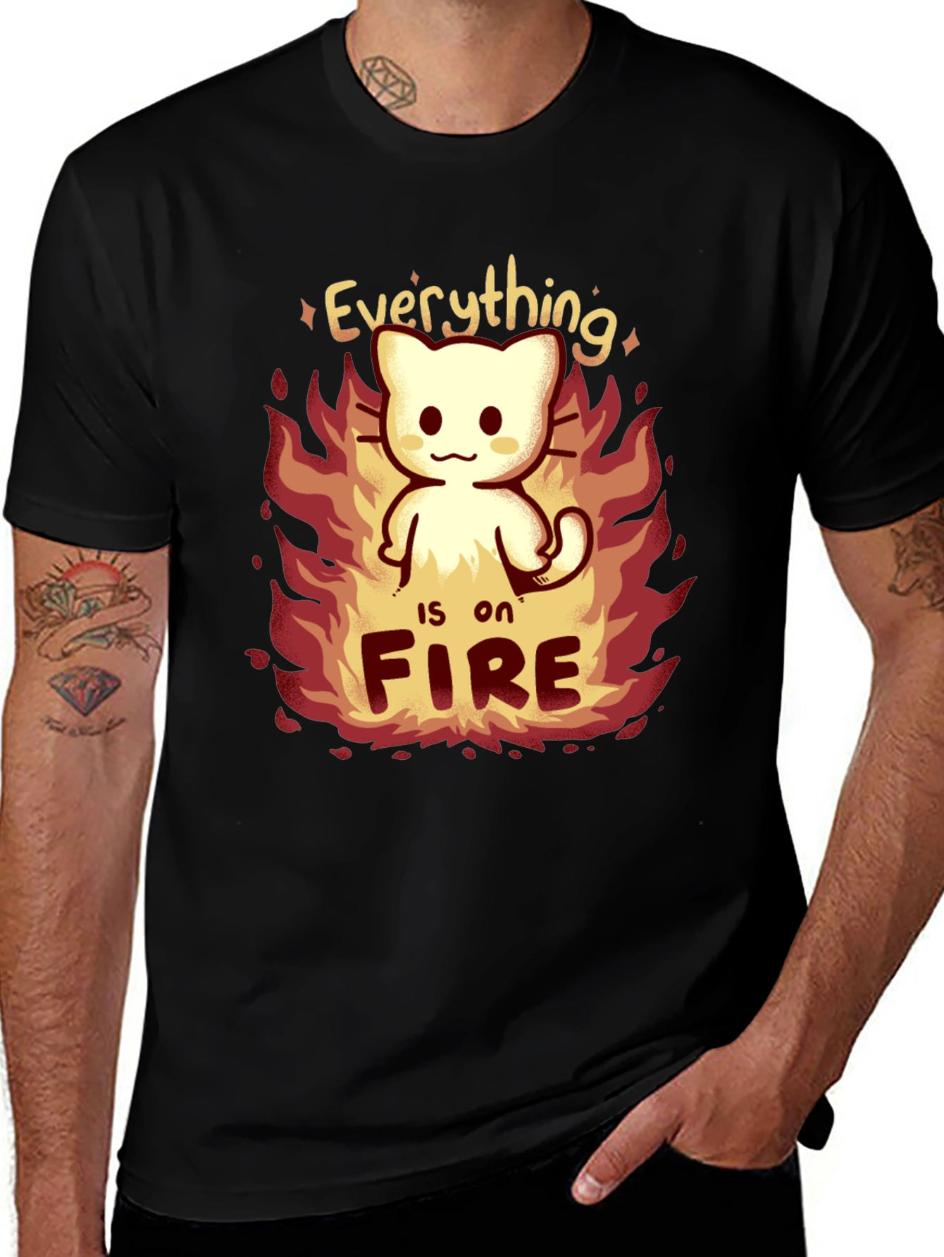 Variant 2 of Everything is on Fire Cat T-Shirt