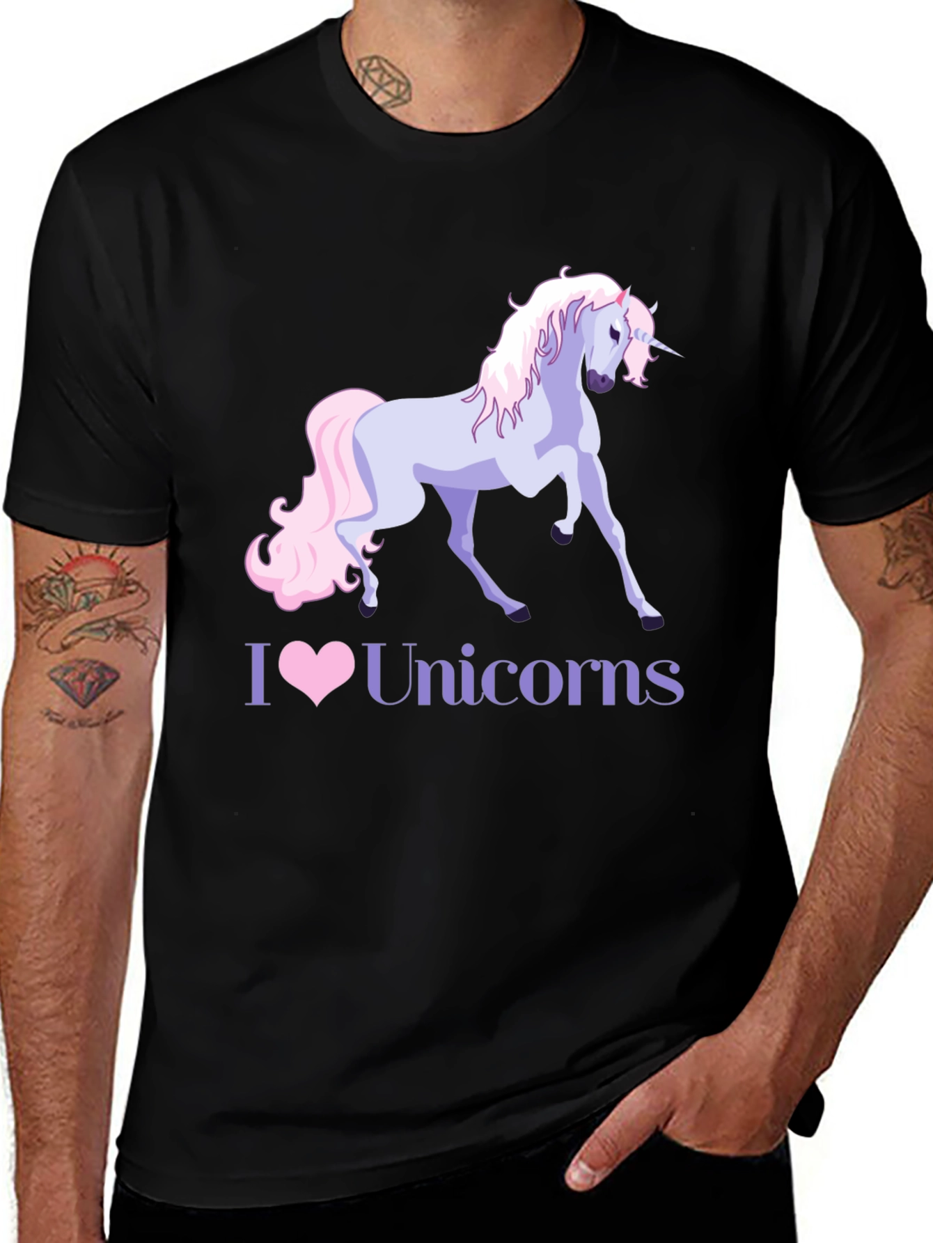 Variant 6 of I Heart Unicorns Black T-Shirt