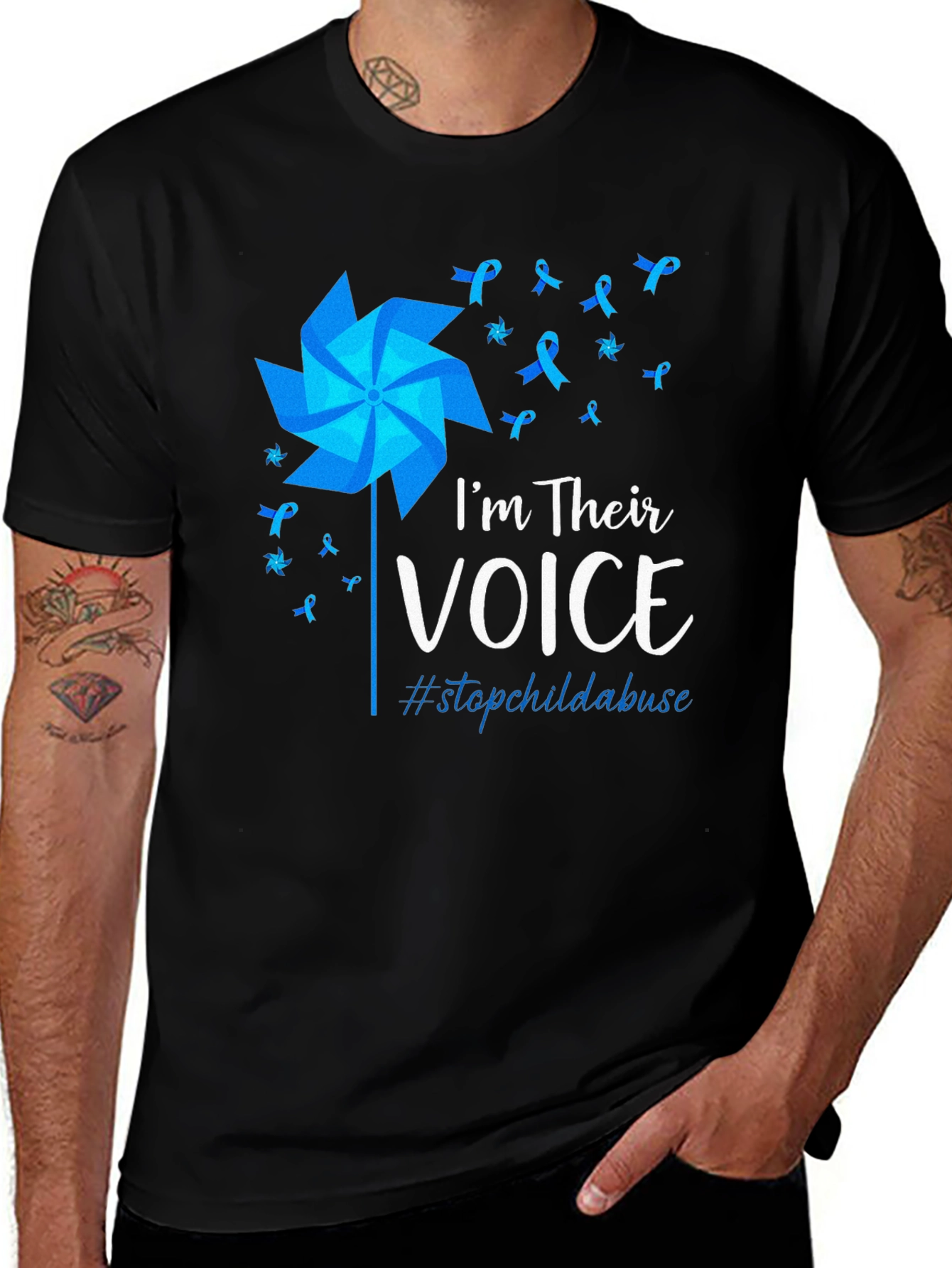 Variant 9 of I'm Their Voice Stop Child Abuse Awareness T-Shirt