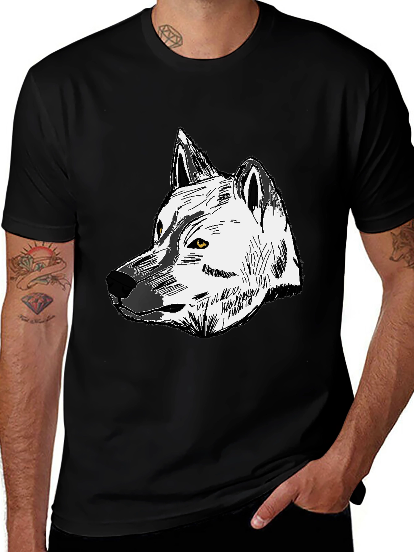 Variant 5 of Wolf Graphic Print Tee - Unisex Black Cotton T-Shirt