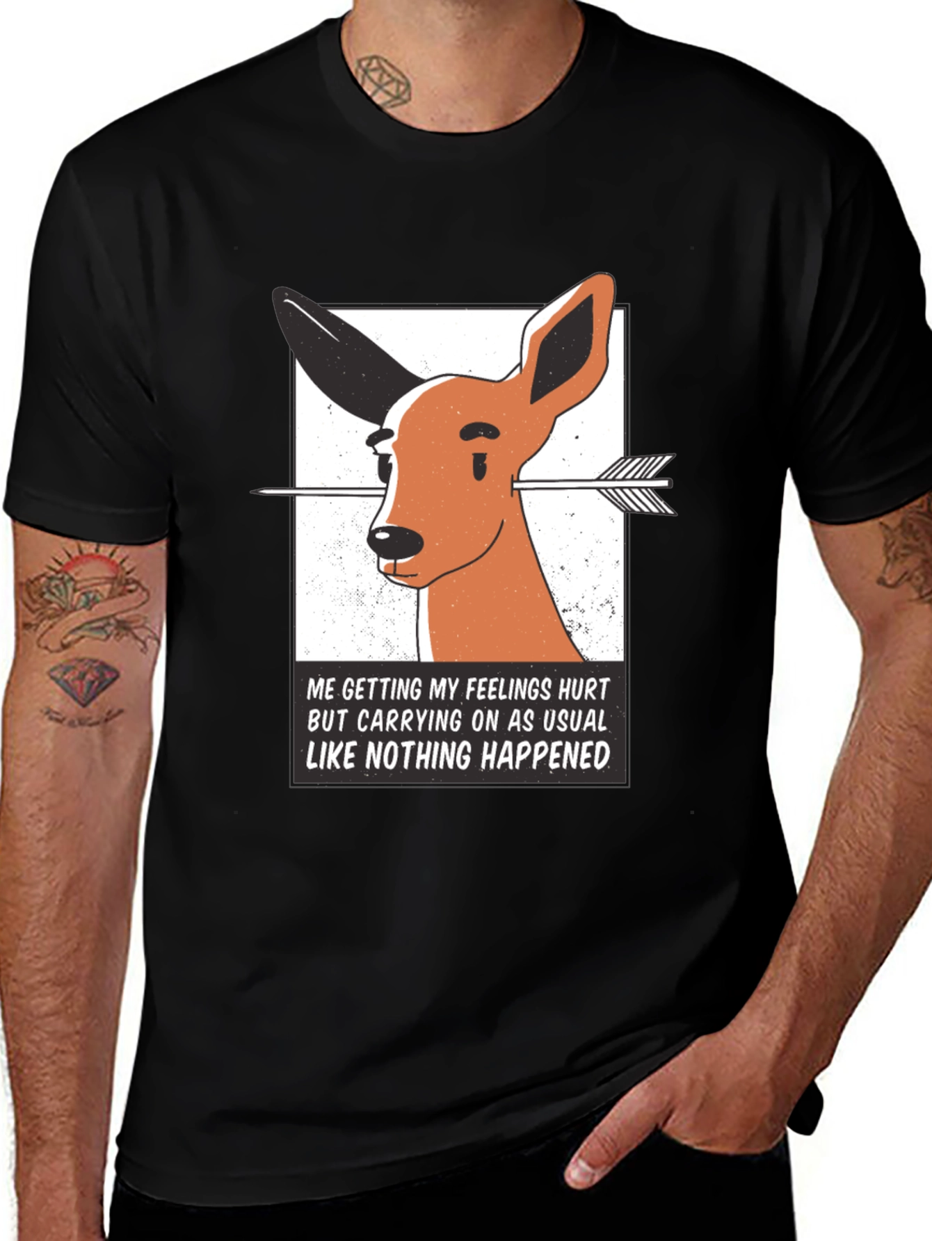Variant 29 of Humorous Deer Graphic Tee - Carry On As Usual