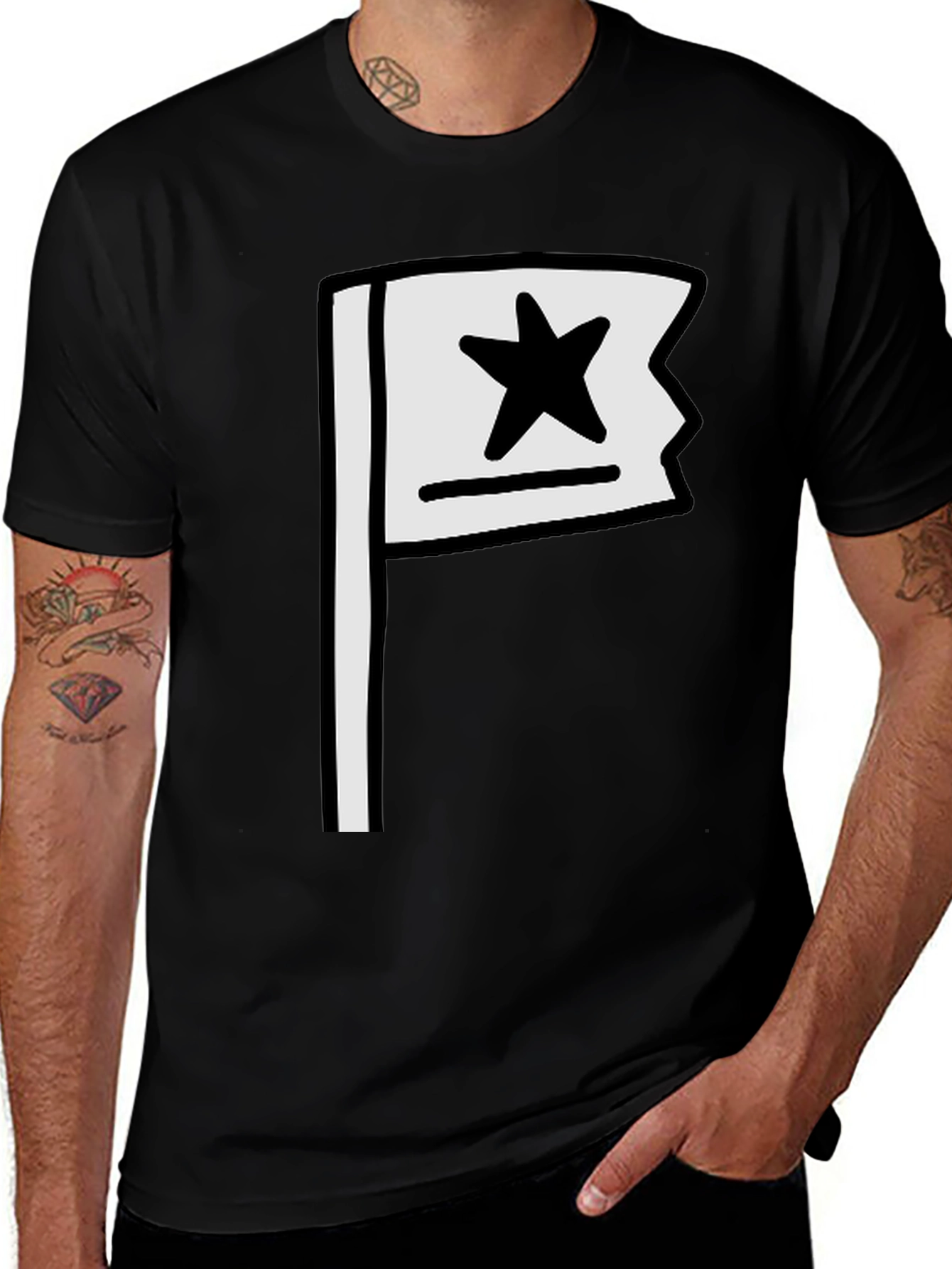 Variant 3 of Star Flag Graphic Black T-Shirt