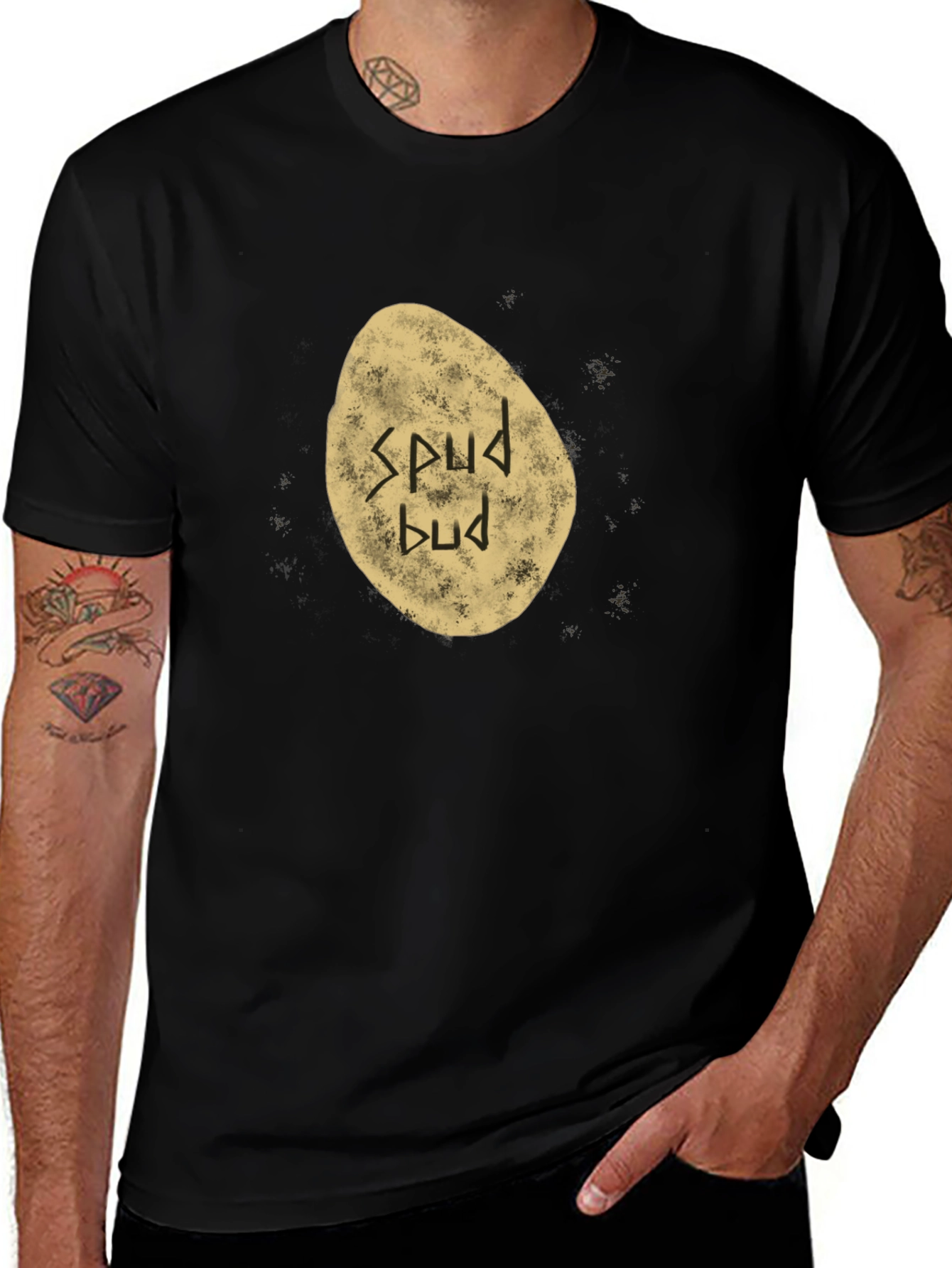 Variant 11 of Spud Bud Black T-Shirt, Unique Design