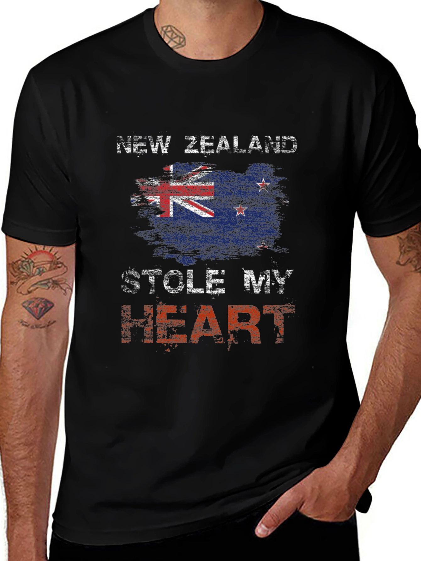 Variant 4 of New Zealand Flag T-Shirt - Stole My Heart Graphic Tee