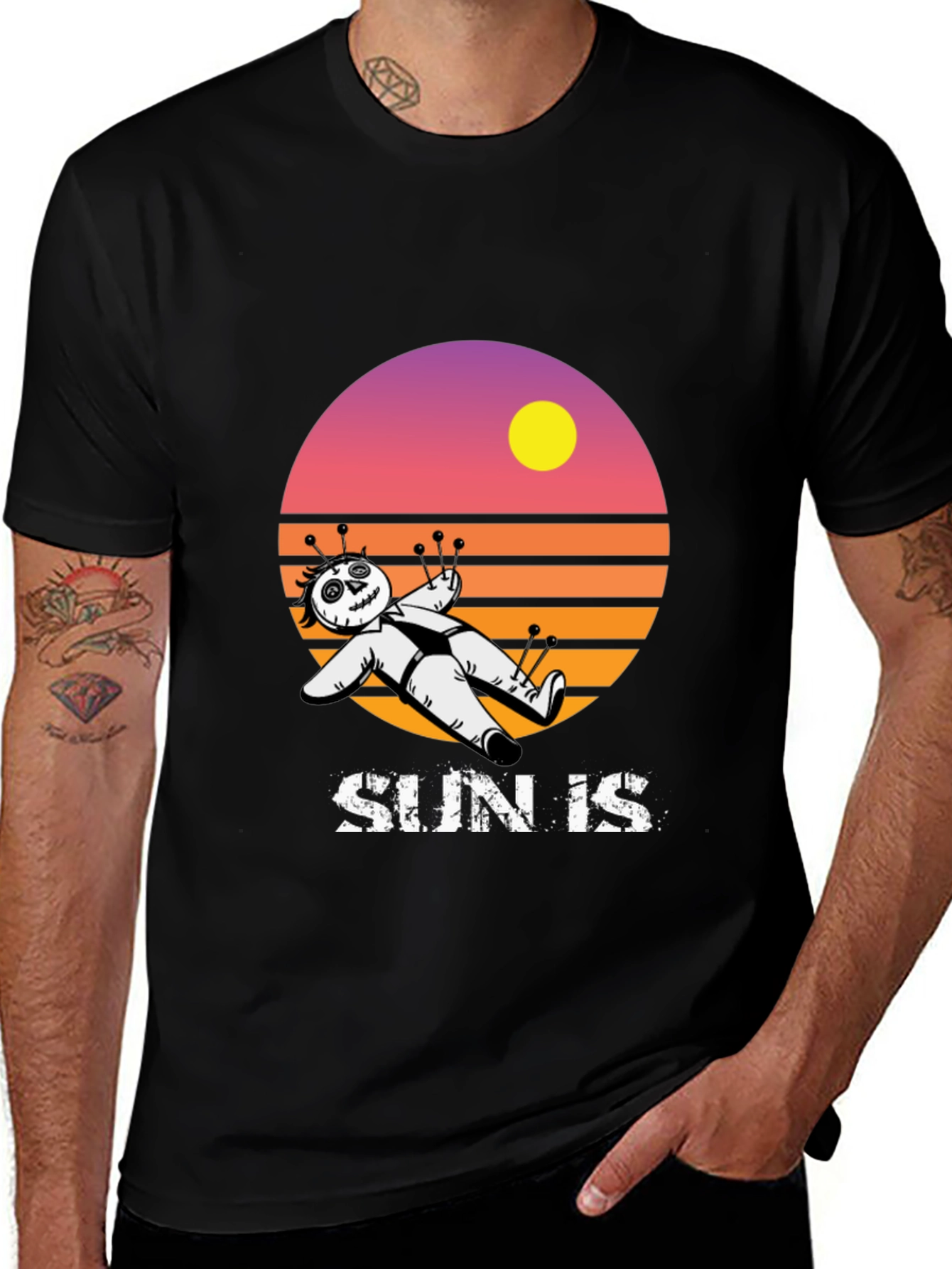 Variant 10 of Voodoo Doll "Sun Is" Graphic T-Shirt - Black