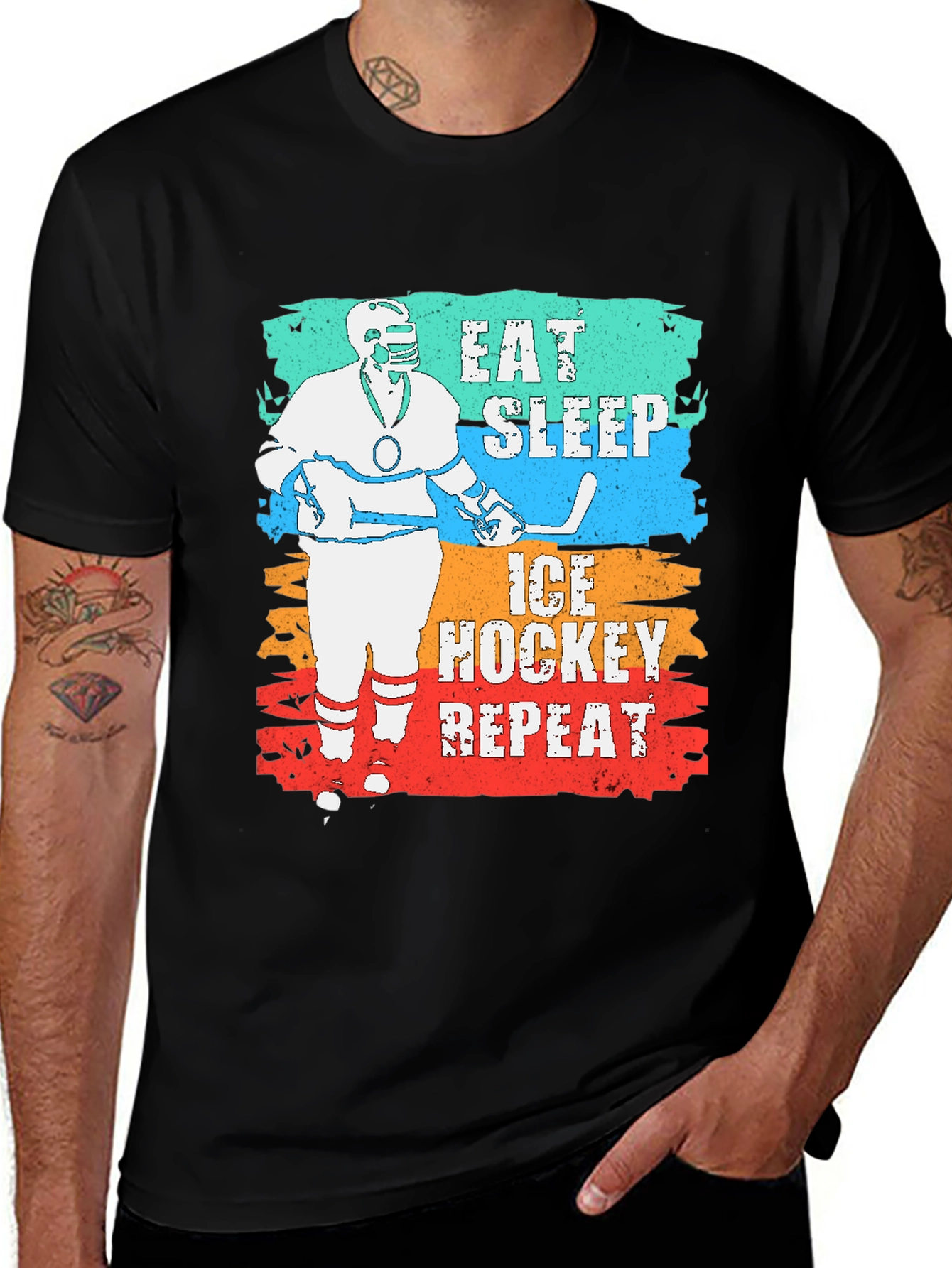 Variant 17 of Eat Sleep Ice Hockey Repeat Graphic T-Shirt