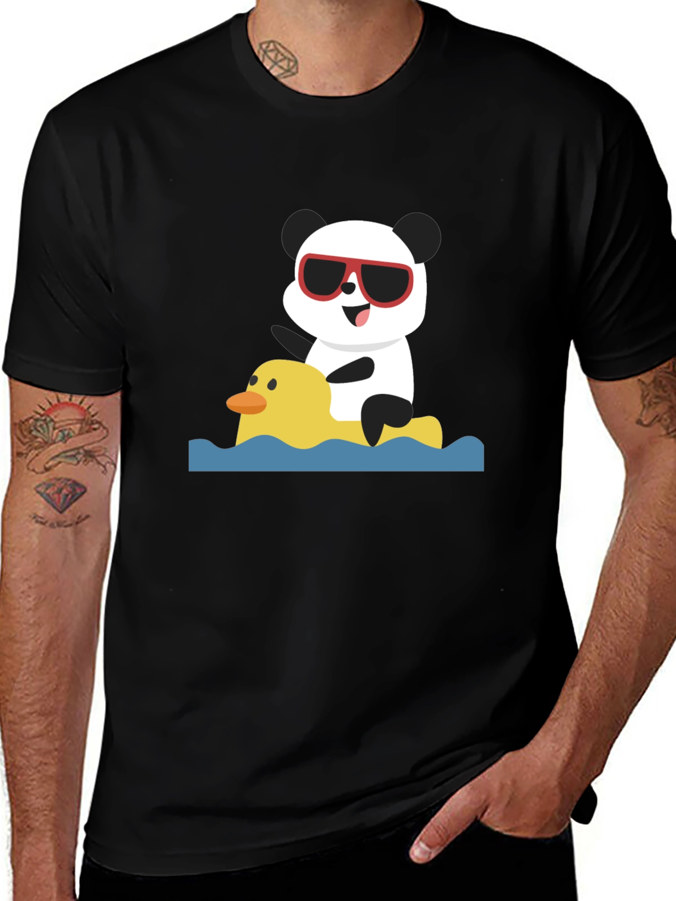 Variant 15 of Panda Duck Ride Black T-Shirt