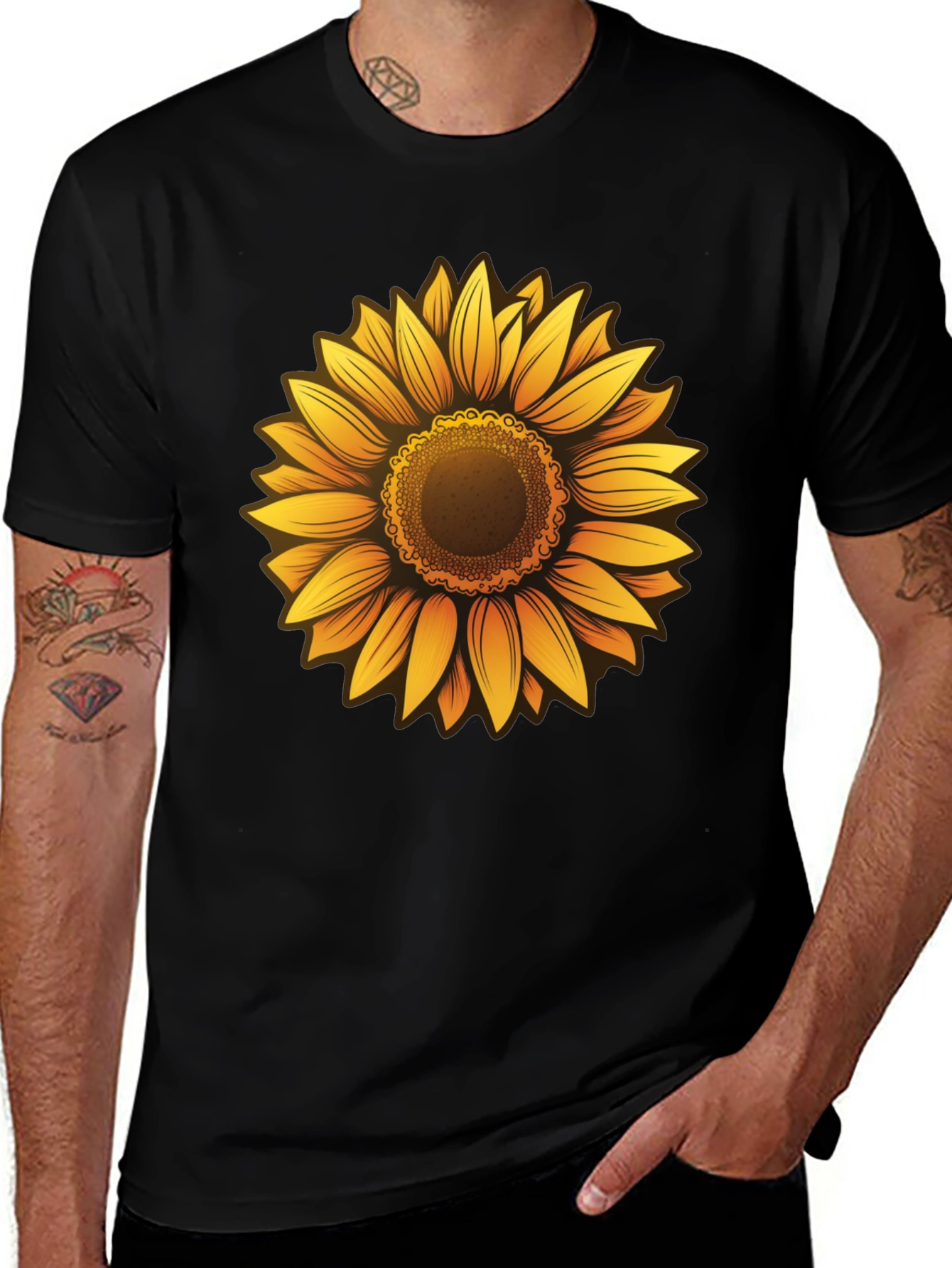 Variant 15 of Sunflower Graphic Tee - Mens Black T-Shirt
