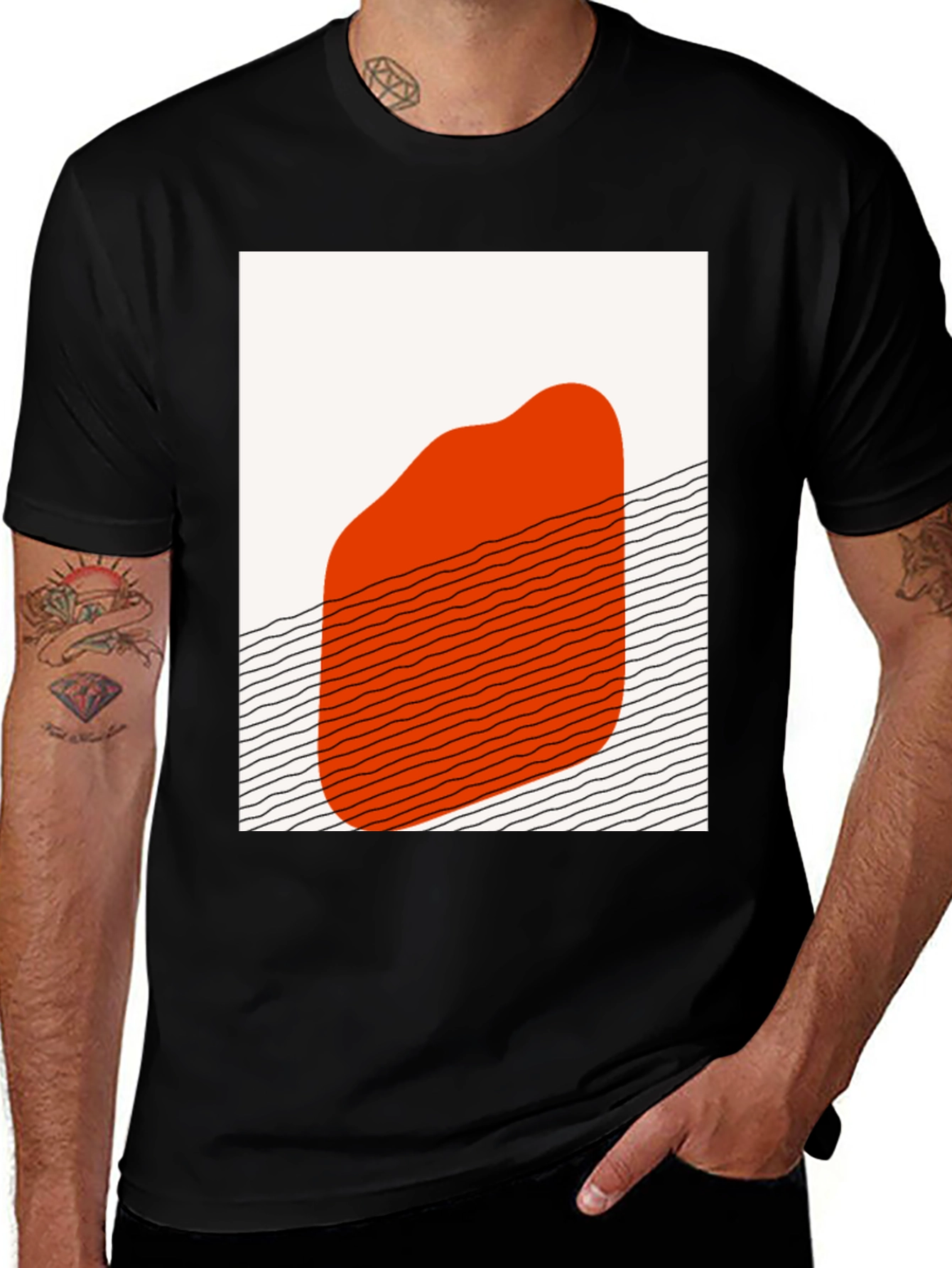 Abstract Graphic Print Crew Neck T-Shirt