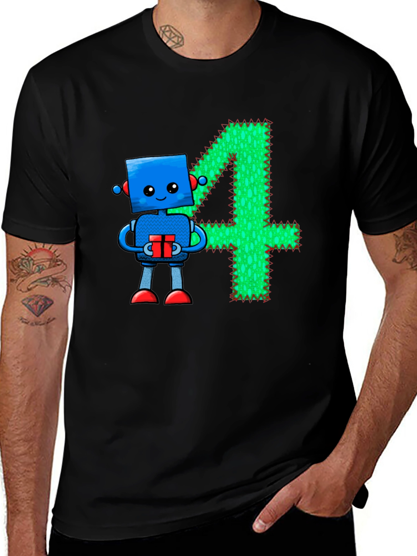 Robot Birthday Shirt - Number 4 Tee