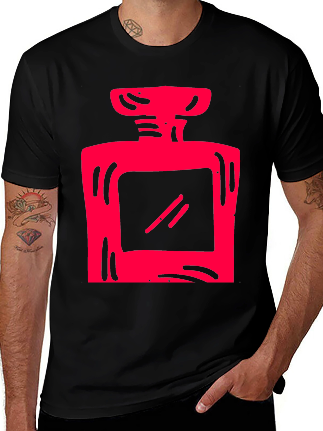 Variant 30 of Red Graphic Print Black T-Shirt
