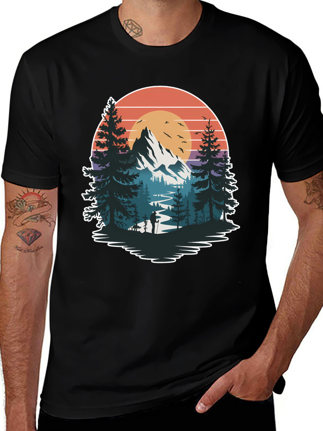 Retro Mountain Hiking Graphic Tee