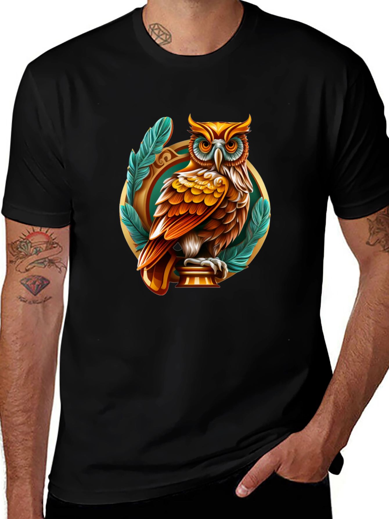 Variant 6 of Artistic Owl Graphic Print T-Shirt
