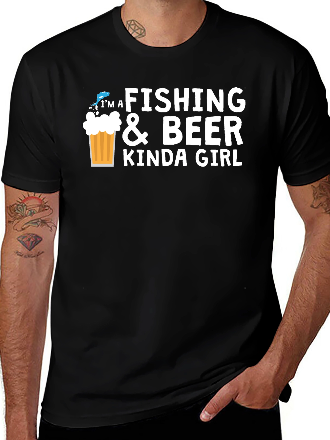 Variant 10 of Fishing & Beer Kinda Girl Black Graphic Tee