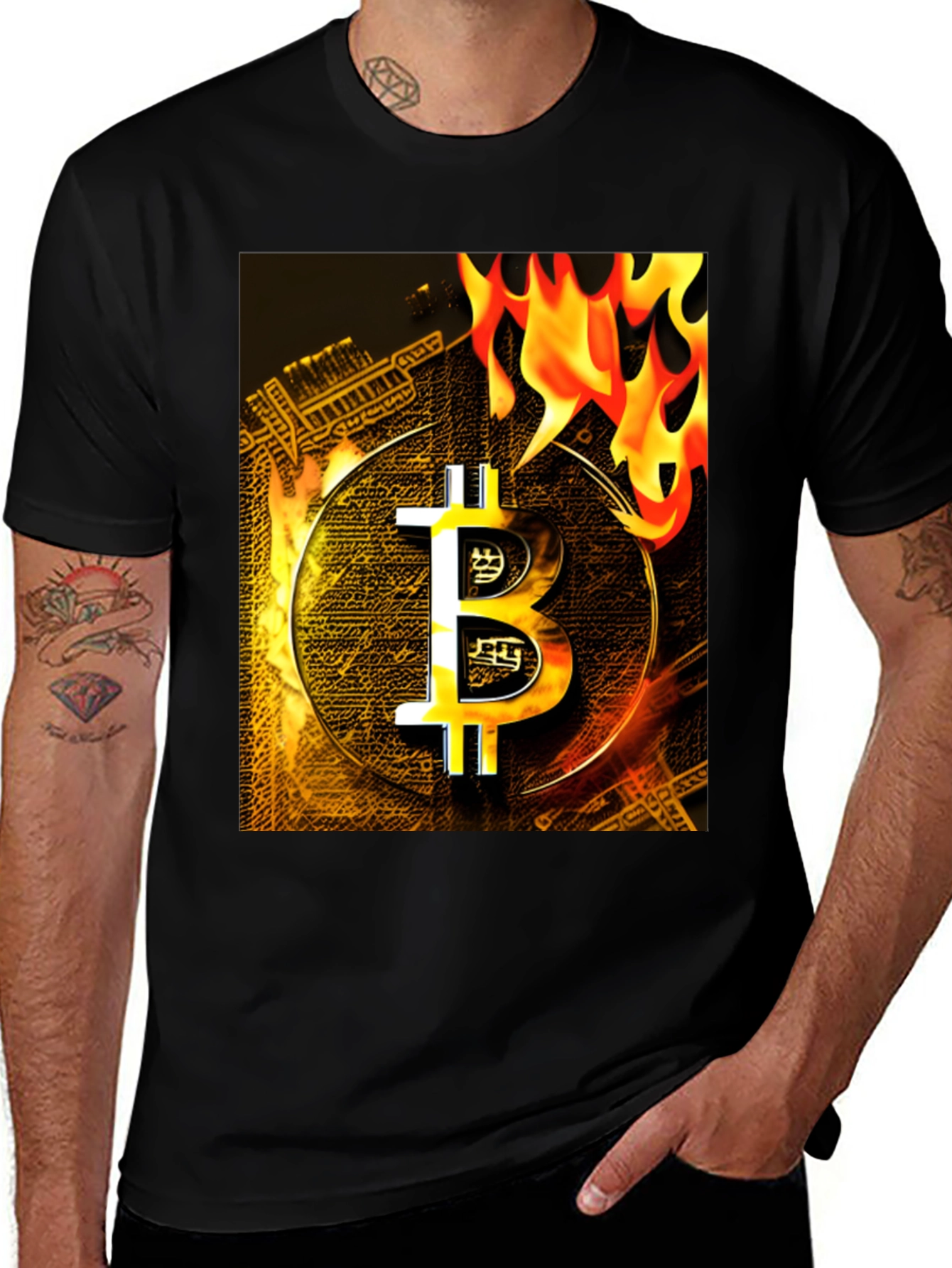 Bitcoin Flame Graphic Tee - Crypto Fashion