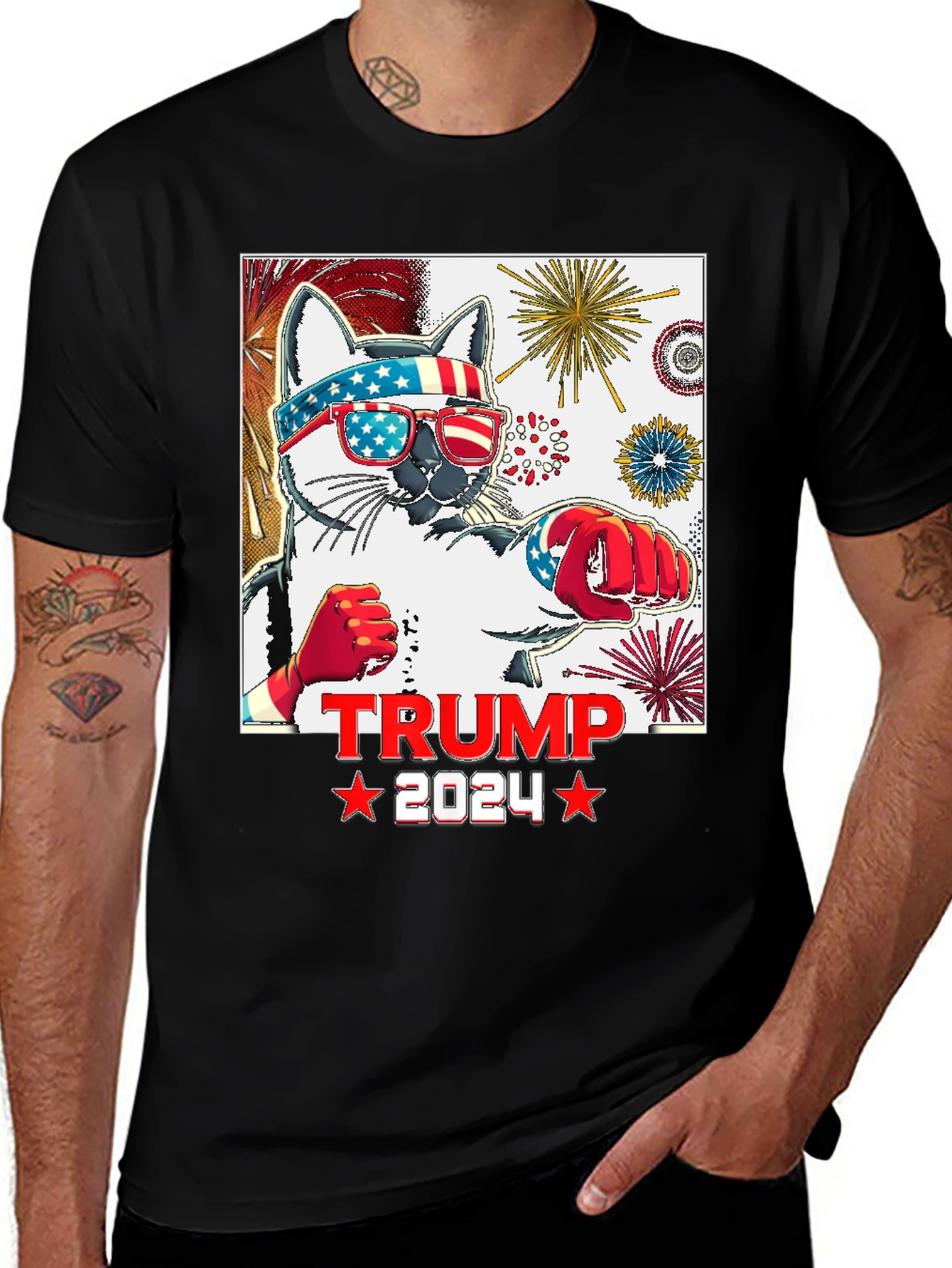 Trump 2024 Cat T-Shirt - Patriotic Apparel