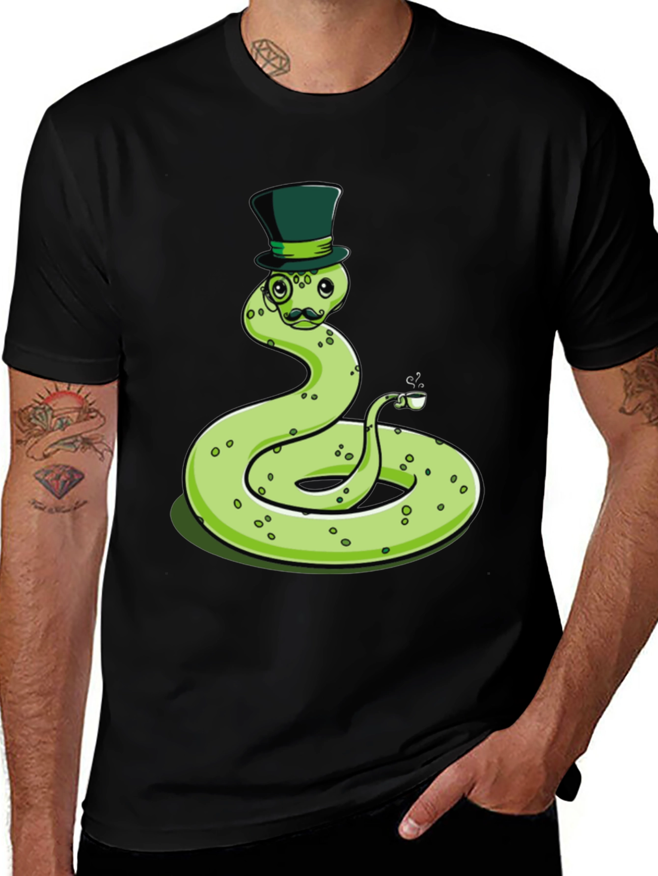 Variant 3 of Dapper Snake Tee - Gentleman Reptile Top Hat Monocle