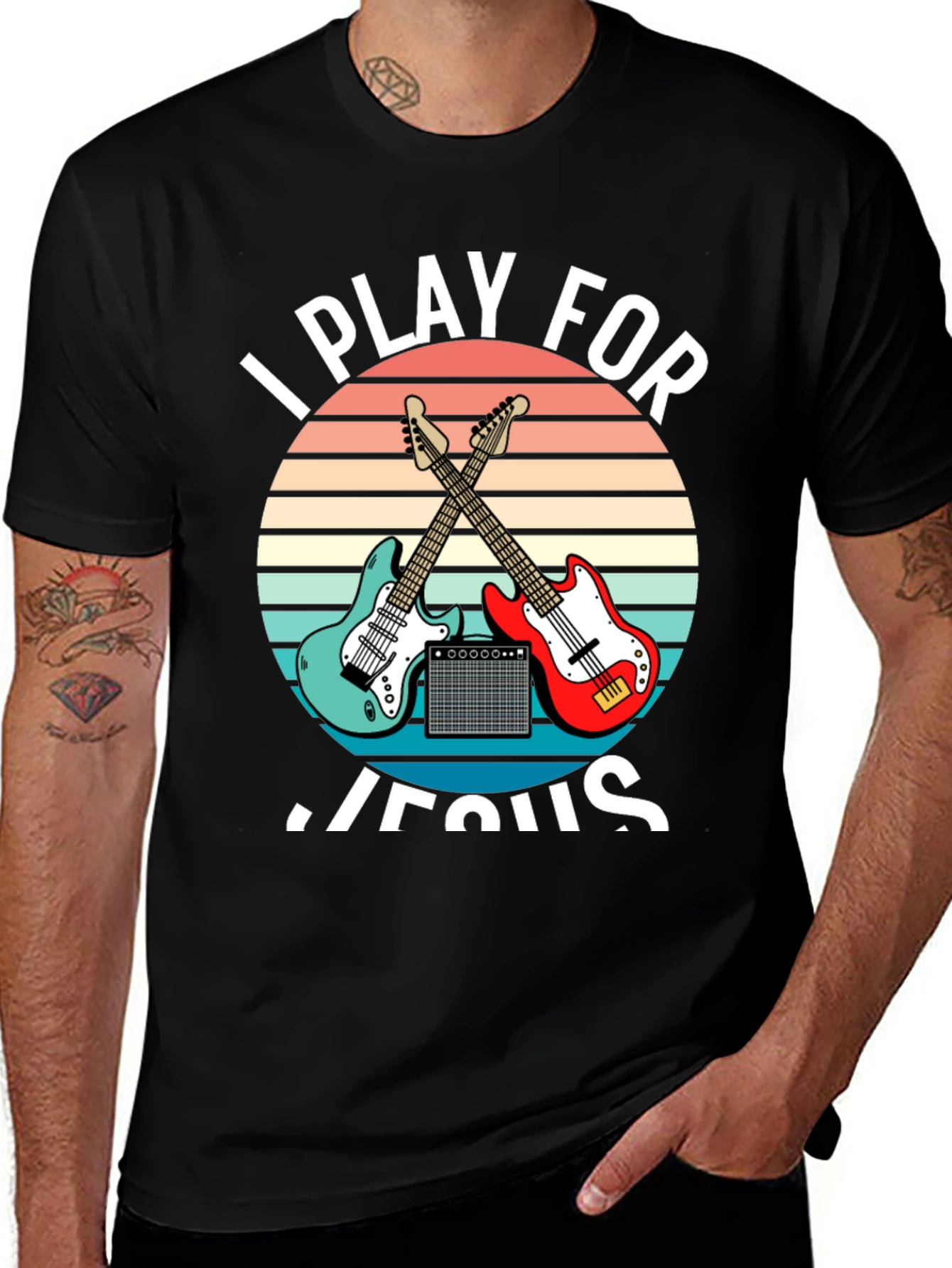 I Play For Jesus T-Shirt Guitar Music Christian