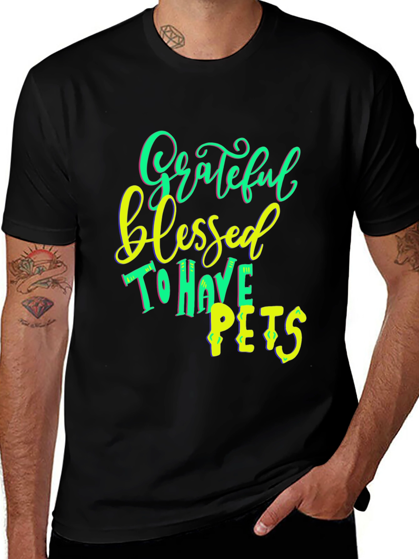 Variant 24 of Grateful Blessed To Have Pets T-Shirt Black
