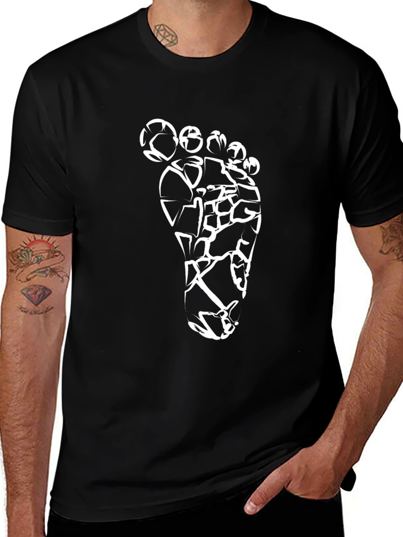 Variant 7 of Abstract Footprint Black T-Shirt