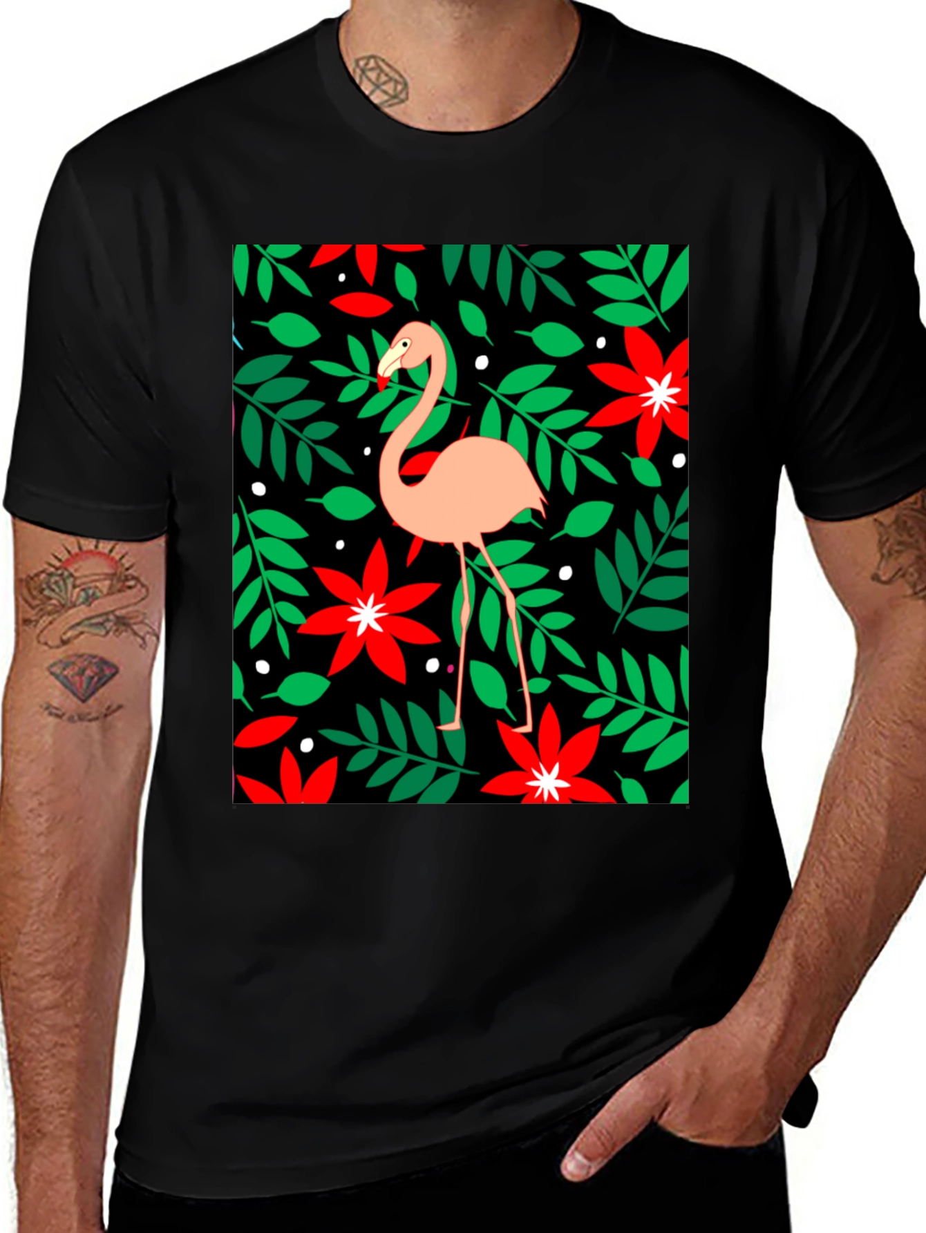 Variant 27 of Flamingo Floral Graphic Tee - Tropical Style