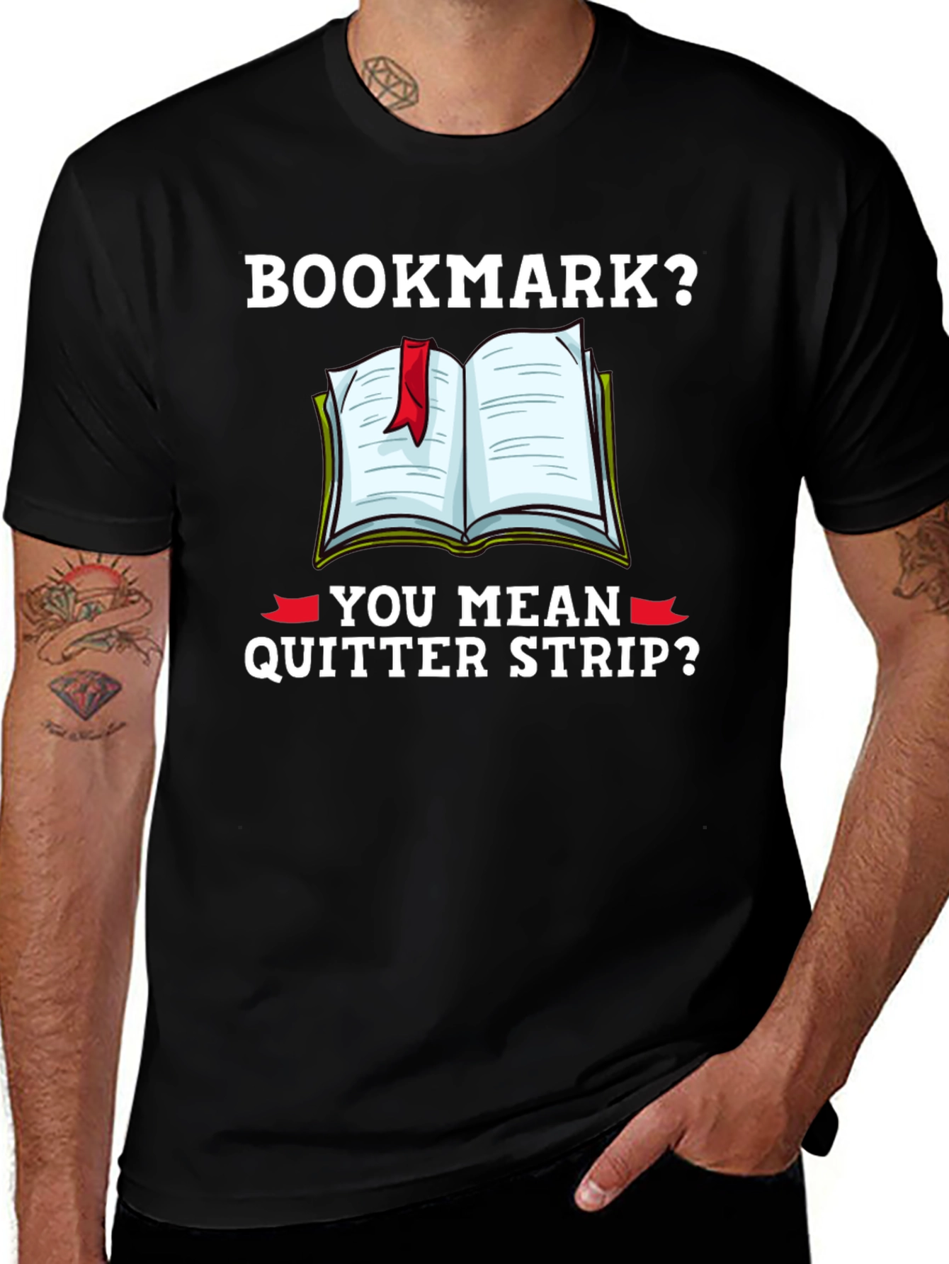 Variant 22 of Bookmark? Quitter Strip T-Shirt