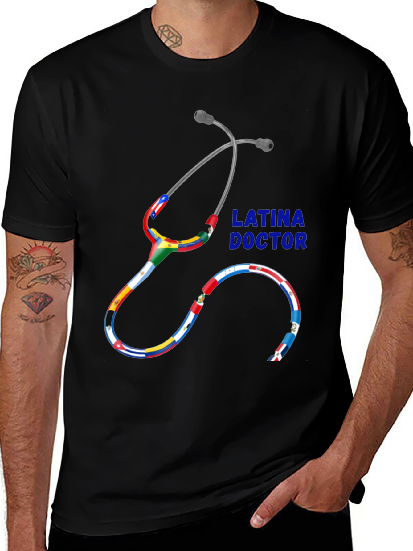 Latina Doctor Stethoscope Flag T-Shirt