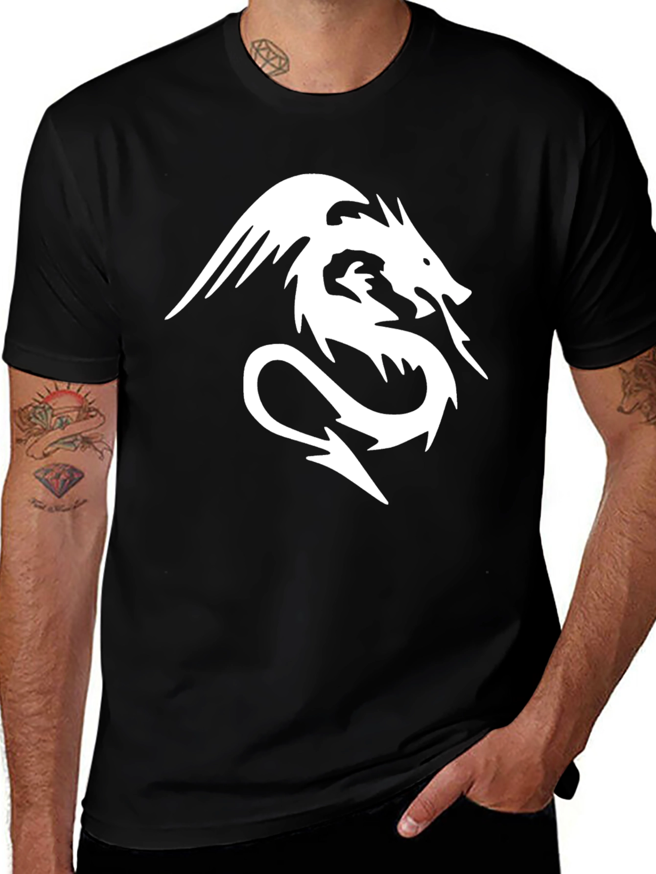 Variant 9 of Dragon Graphic Tee - Stylish Black T-Shirt