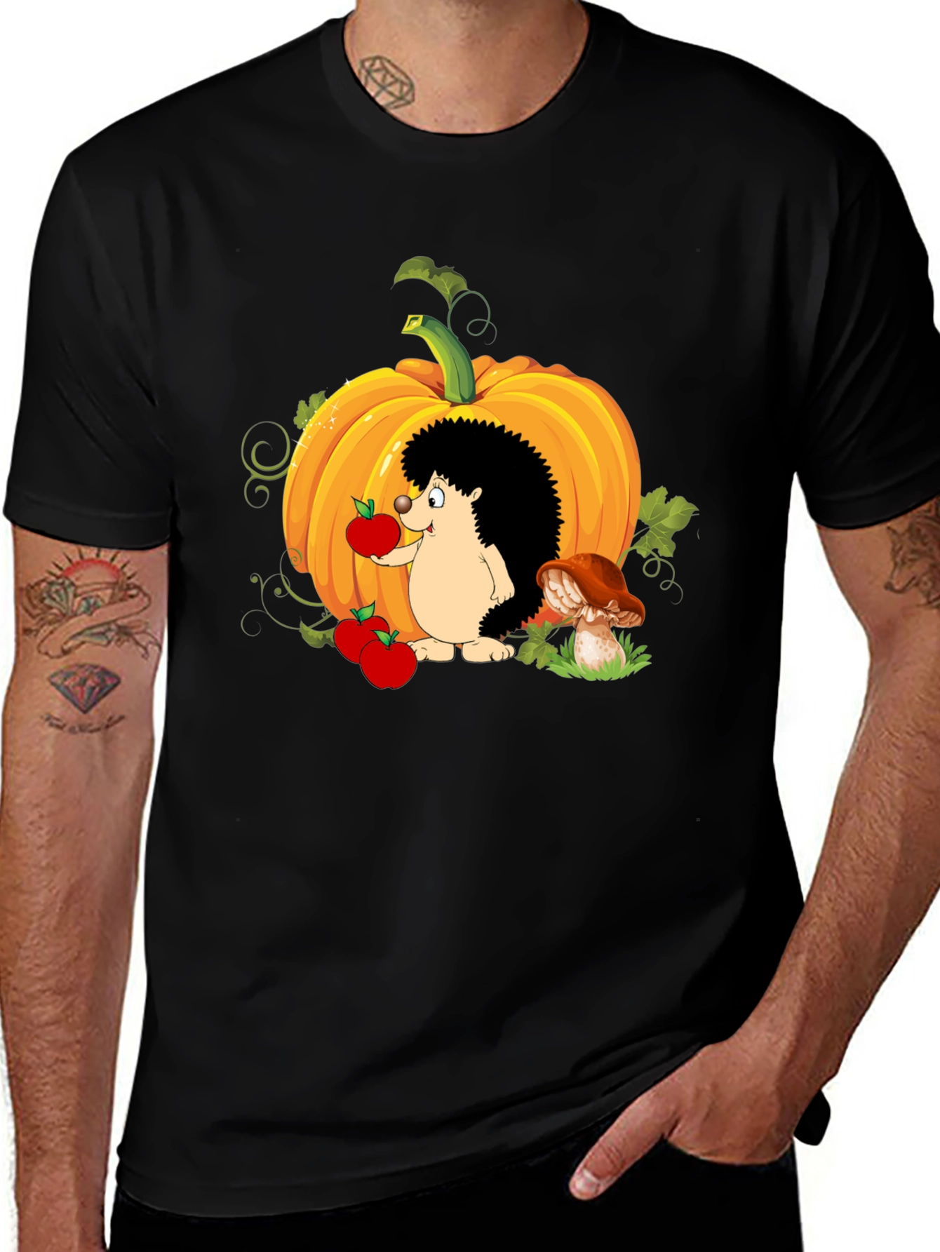 Variant 25 of Cute Hedgehog Pumpkin Graphic Tee