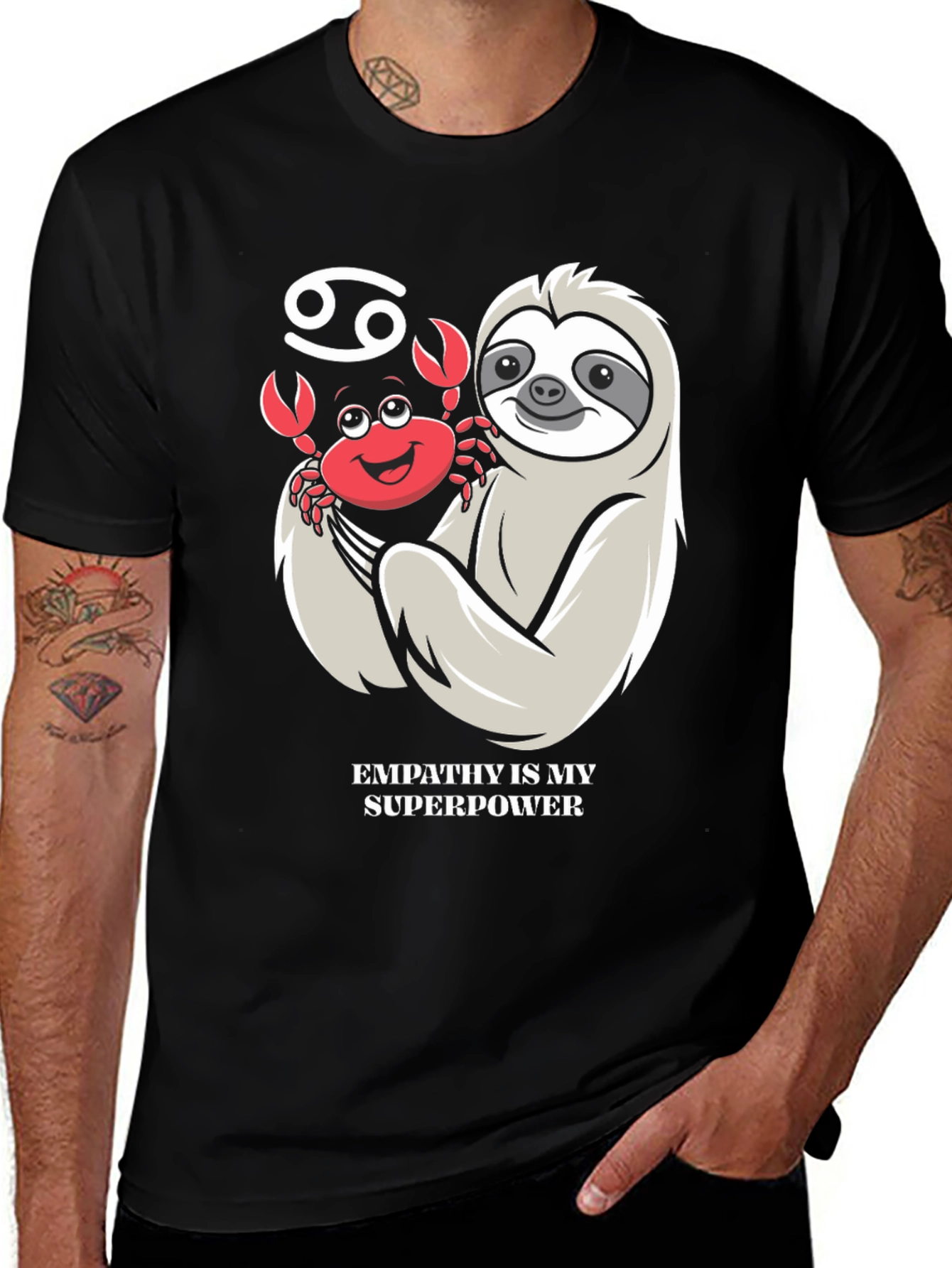 Cancer Zodiac Sloth T-Shirt - Empathy is My Superpower Tee