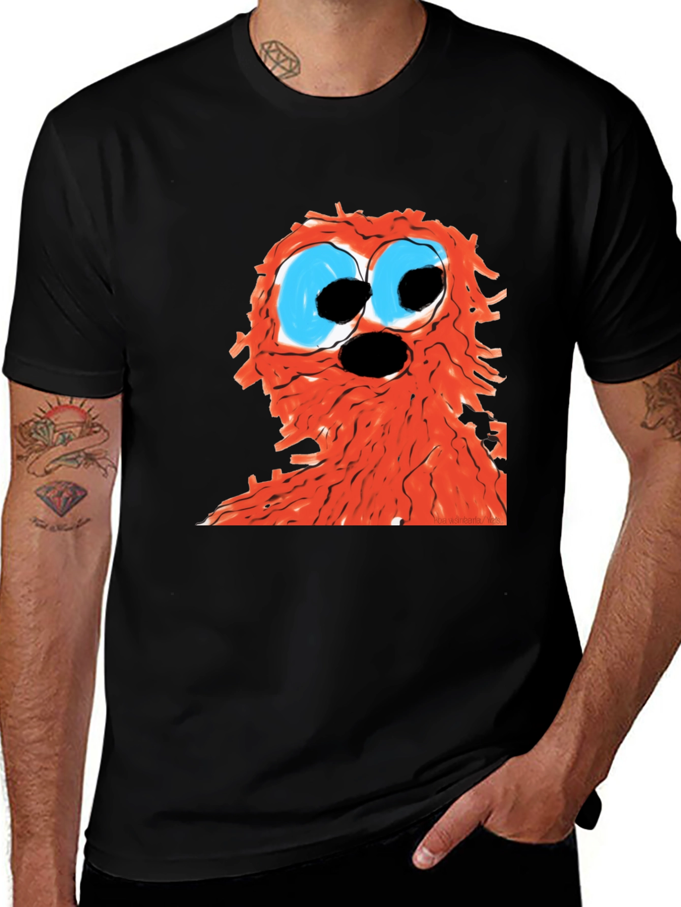 Funny Monster Graphic Tee - Black