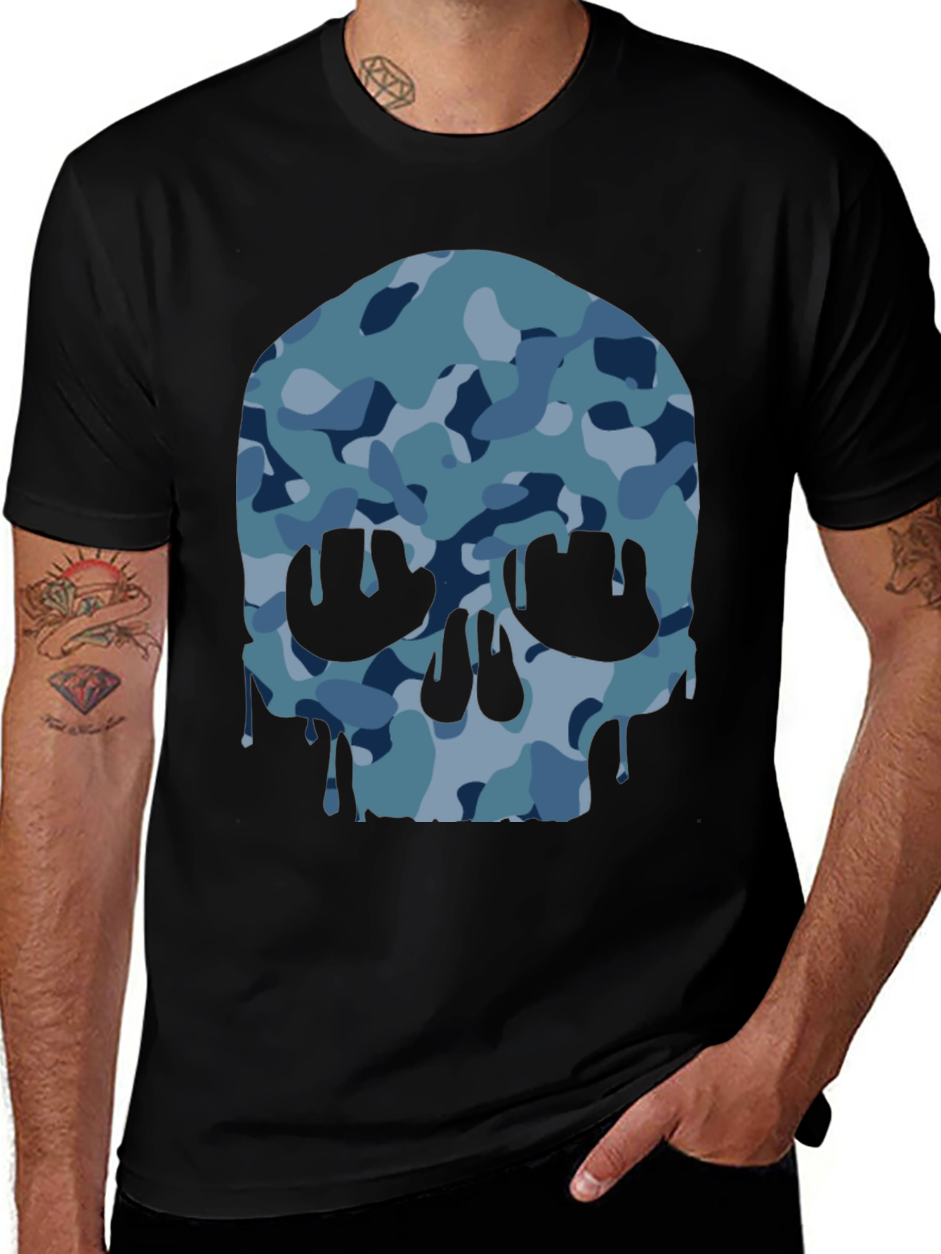 Variant 22 of Camo Skull Graphic T-Shirt - Modern Style
