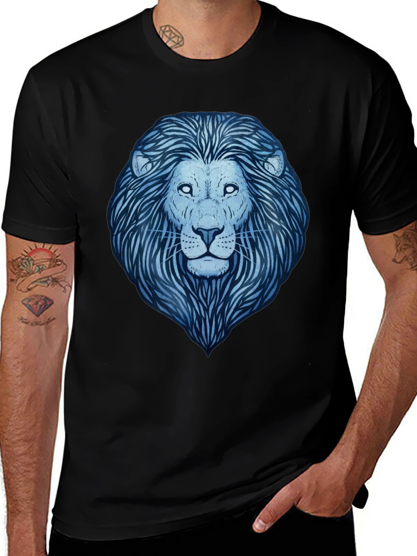 Variant 4 of Lion Graphic Tee - Men's Black T-Shirt