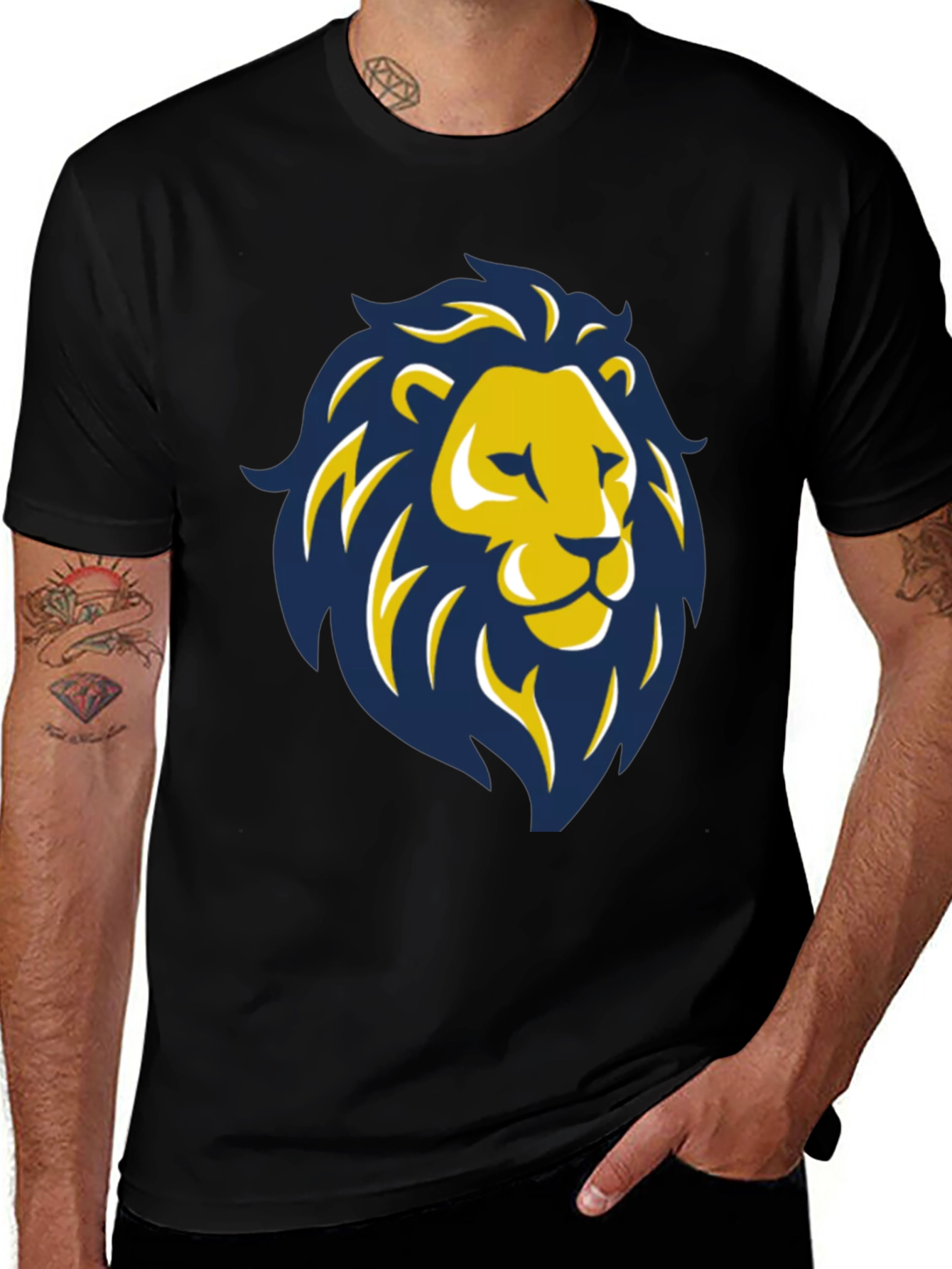 Variant 13 of Lion Graphic Black T-Shirt