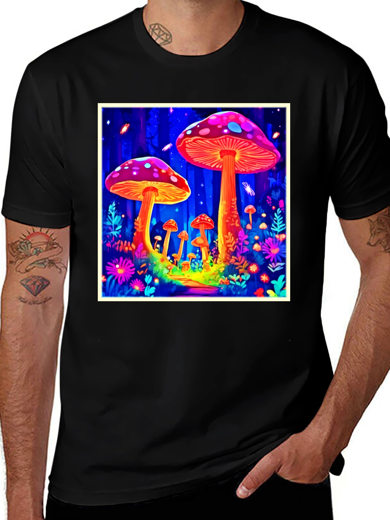 Variant 6 of Psychedelic Mushroom Forest Graphic Tee